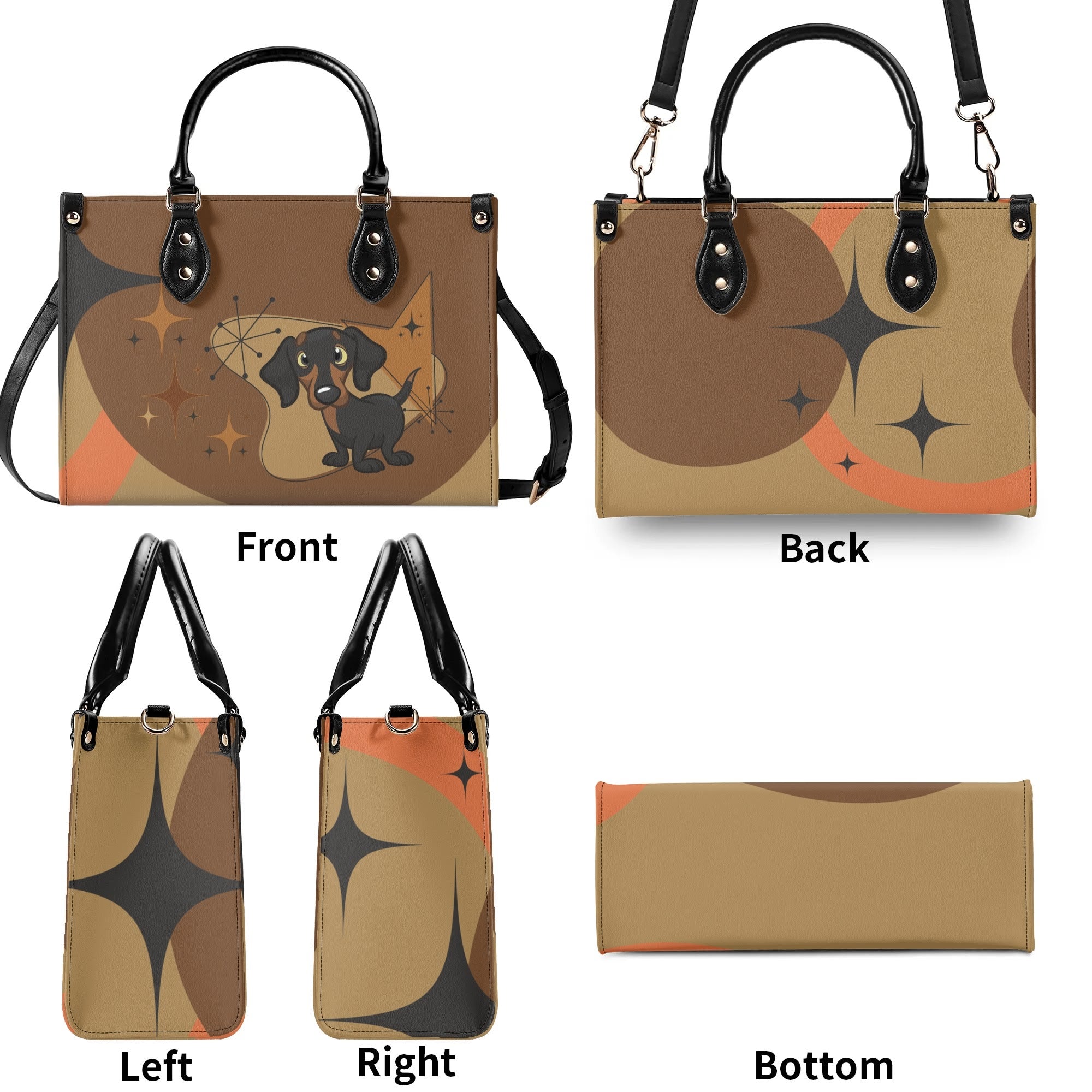 Mid Mod Doxie Lover, Retro Dachshund Wiener Dog, Luxury Handbag - Mid Century Modern Gal