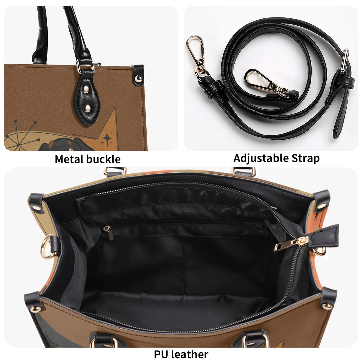 Mid Mod Doxie Lover, Retro Dachshund Wiener Dog, Luxury Handbag - Mid Century Modern Gal