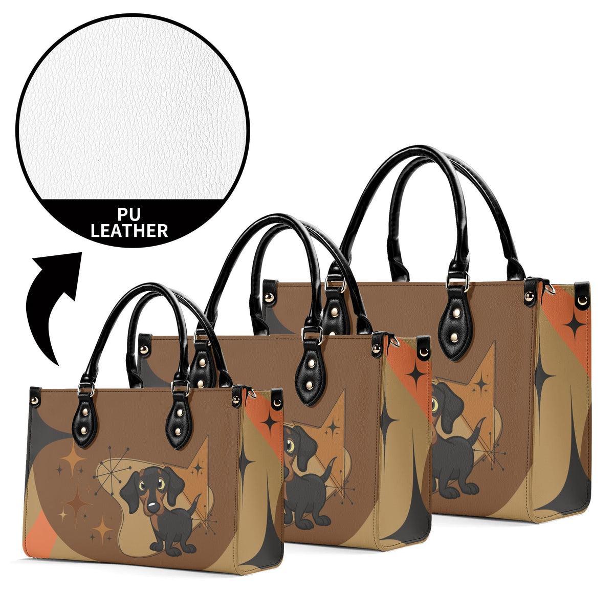 Mid Mod Doxie Lover, Retro Dachshund Wiener Dog, Luxury Handbag - Mid Century Modern Gal