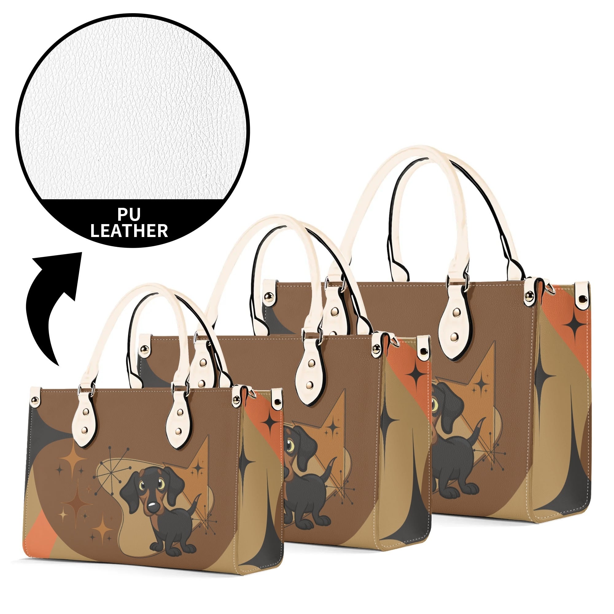 Mid Mod Doxie Lover, Retro Dachshund Wiener Dog, Luxury Handbag - Mid Century Modern Gal
