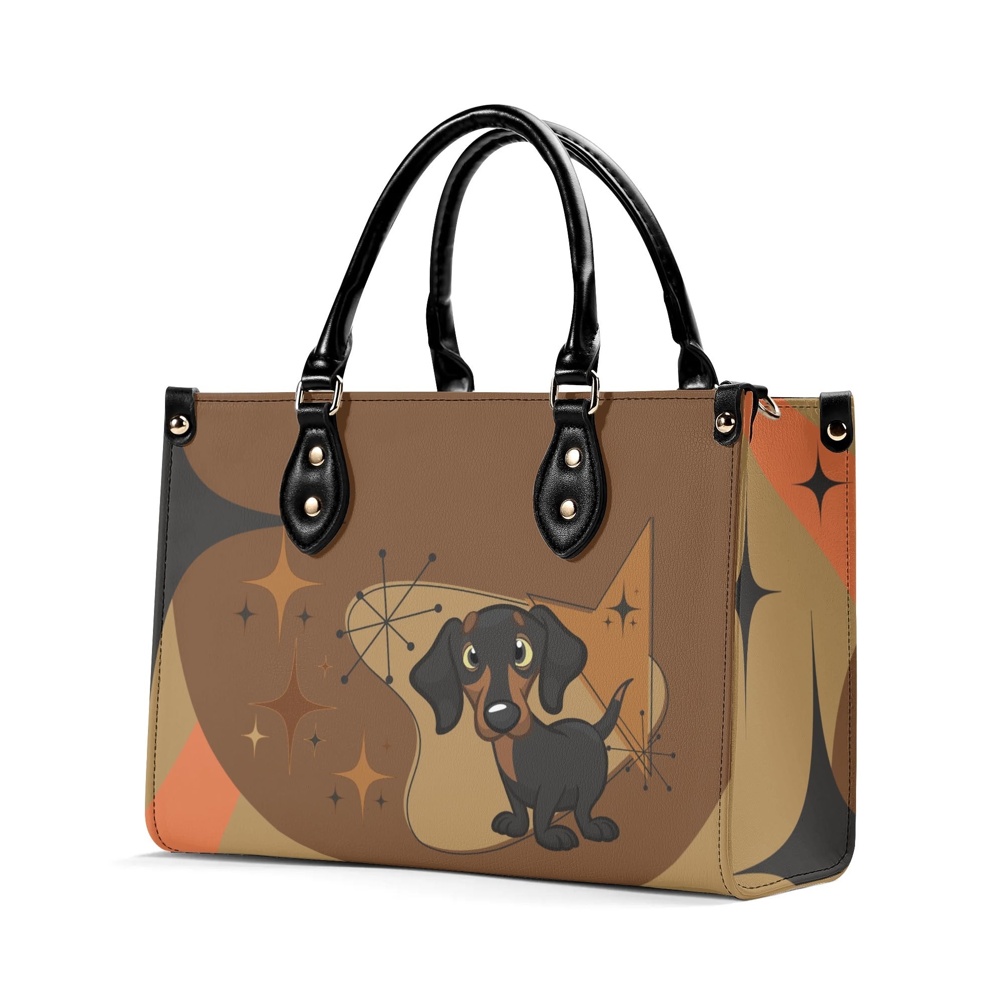 Mid Mod Doxie Lover, Retro Dachshund Wiener Dog, Luxury Handbag - Mid Century Modern Gal