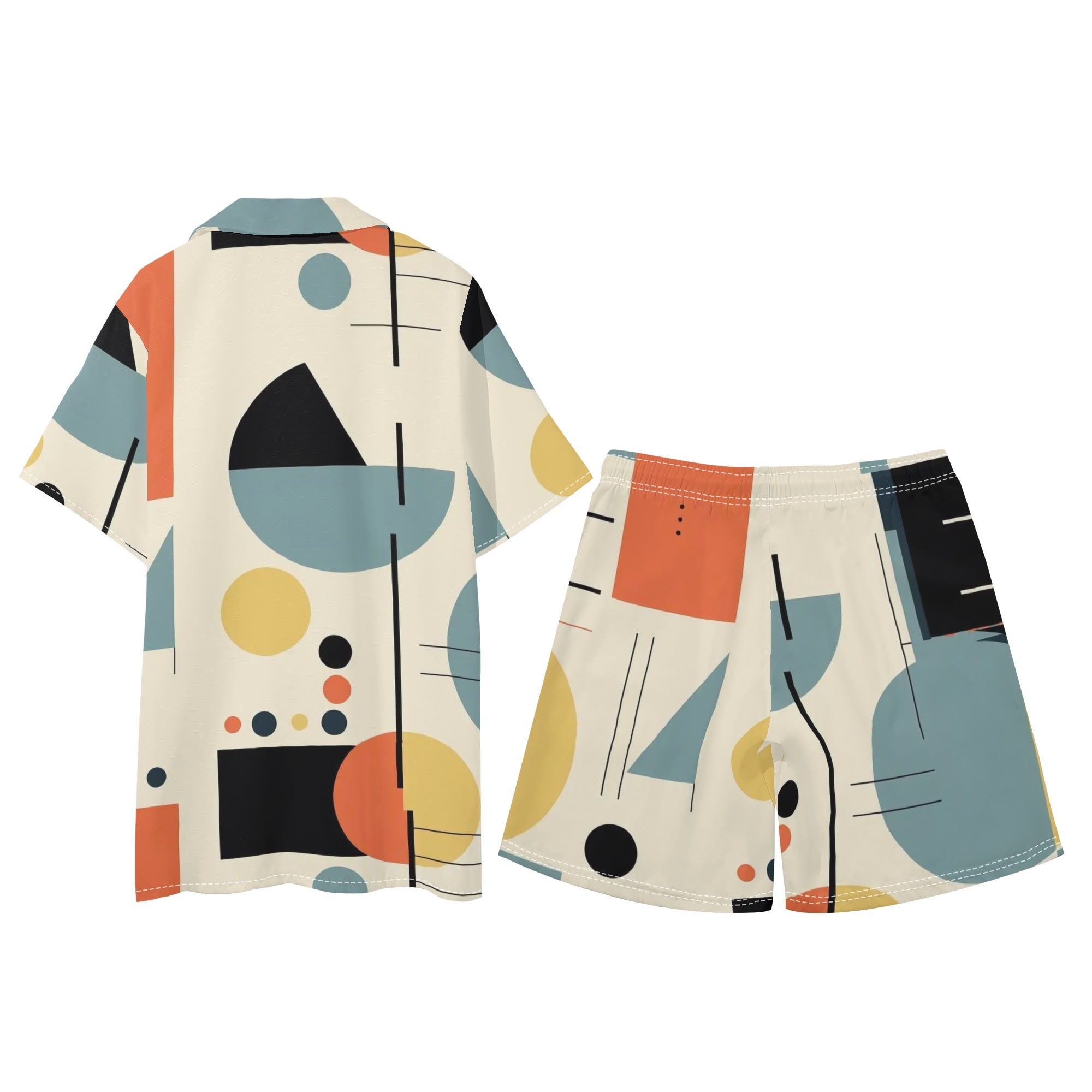 Mid Mod Dapper Dude, Mens Regular Fit Hawaiian Short Sleeve Shirt and Shorts Set - Mid Century Modern Gal
