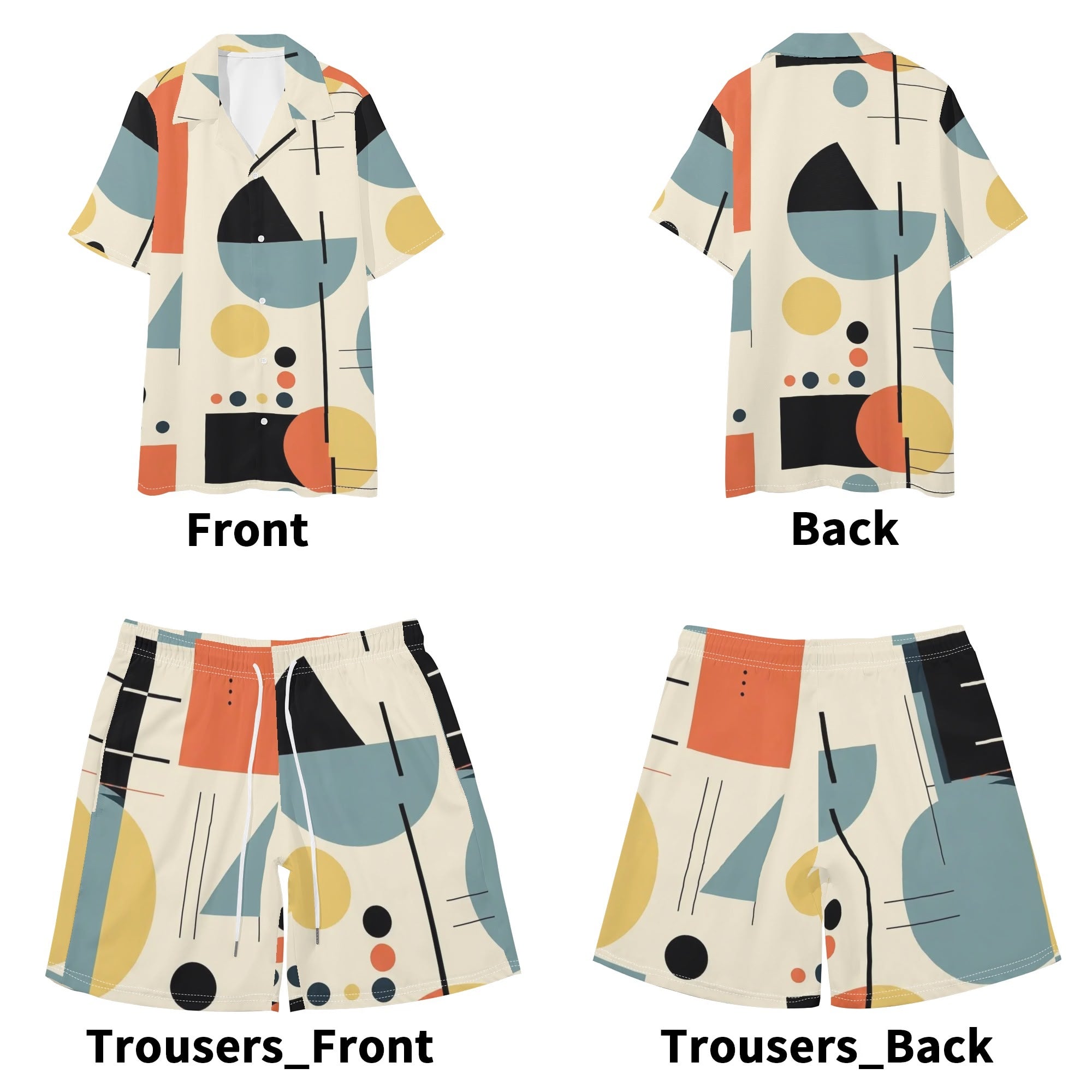 Mid Mod Dapper Dude, Mens Regular Fit Hawaiian Short Sleeve Shirt and Shorts Set - Mid Century Modern Gal