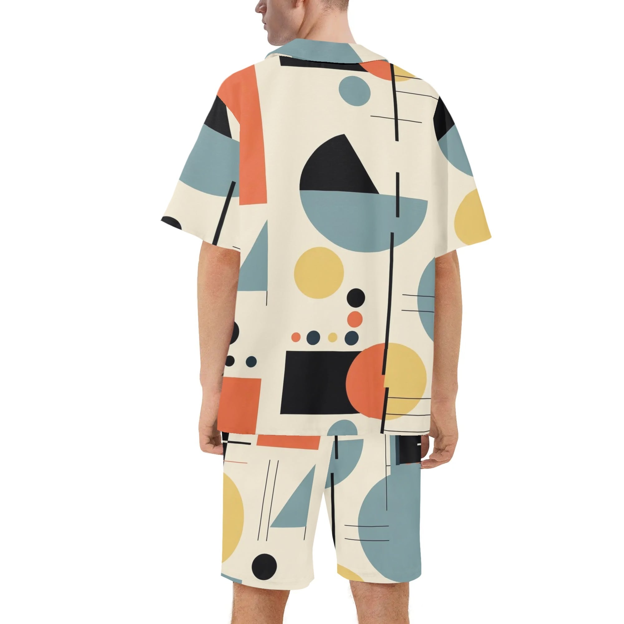 Mid Mod Dapper Dude, Mens Regular Fit Hawaiian Short Sleeve Shirt and Shorts Set - Mid Century Modern Gal