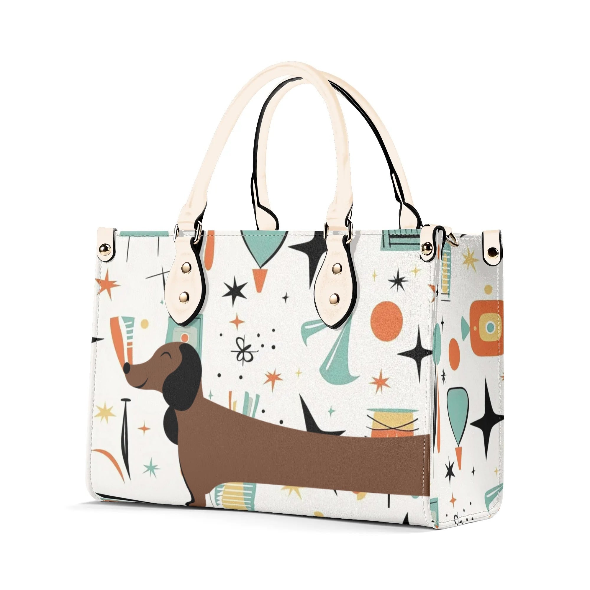 Mid Mox Doxie Lover, Kitschy Retro Trendy Atomic Handbag/Shoulder Bag - Mid Century Modern Gal