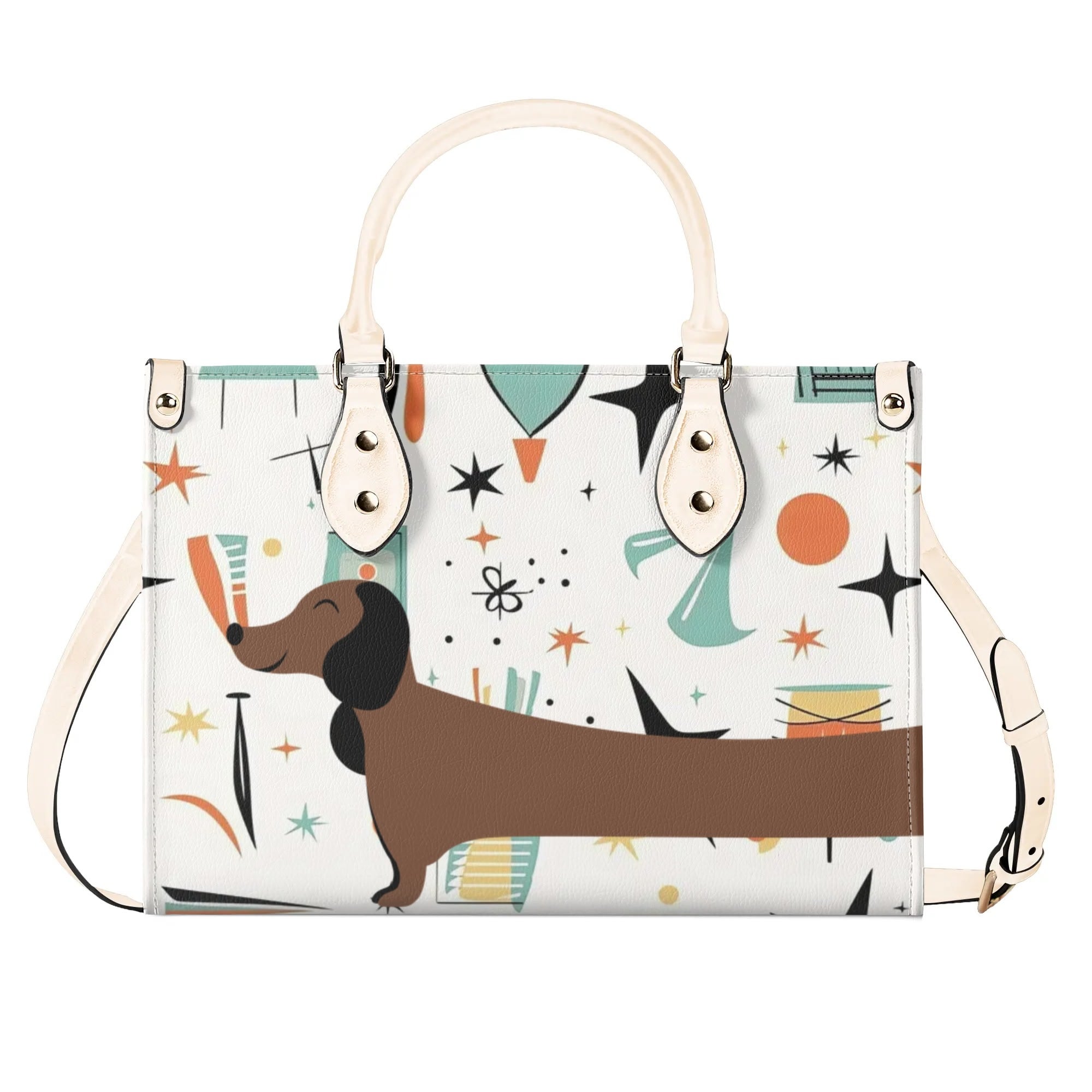Mid Mox Doxie Lover, Kitschy Retro Trendy Atomic Handbag/Shoulder Bag - Mid Century Modern Gal