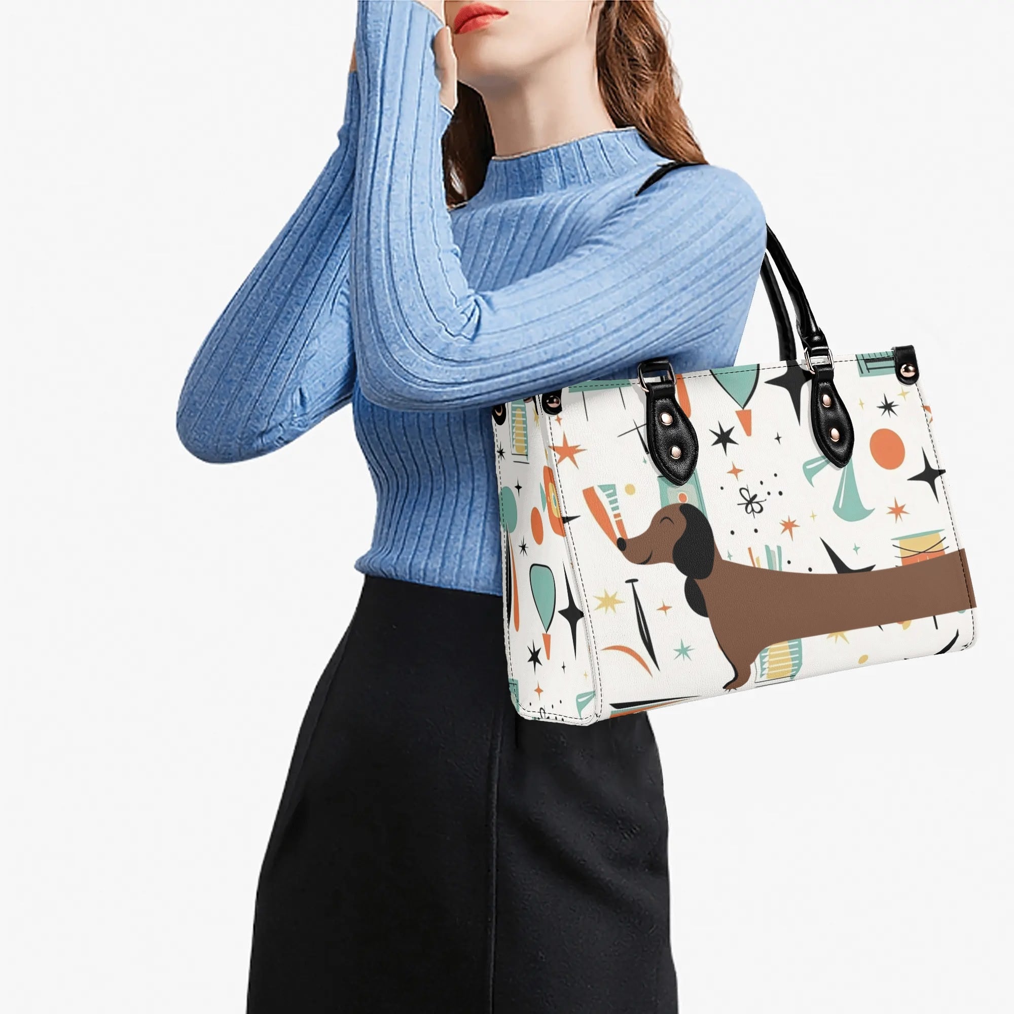 Mid Mox Doxie Lover, Kitschy Retro Trendy Atomic Handbag/Shoulder Bag - Mid Century Modern Gal