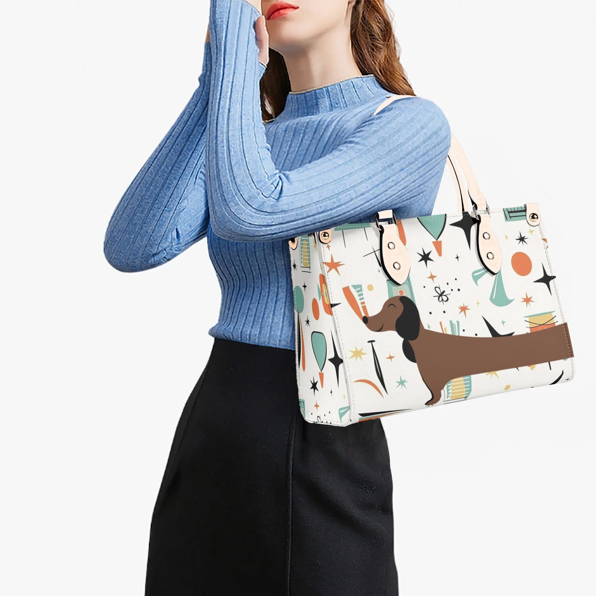 Mid Mox Doxie Lover, Kitschy Retro Trendy Atomic Handbag/Shoulder Bag - Mid Century Modern Gal