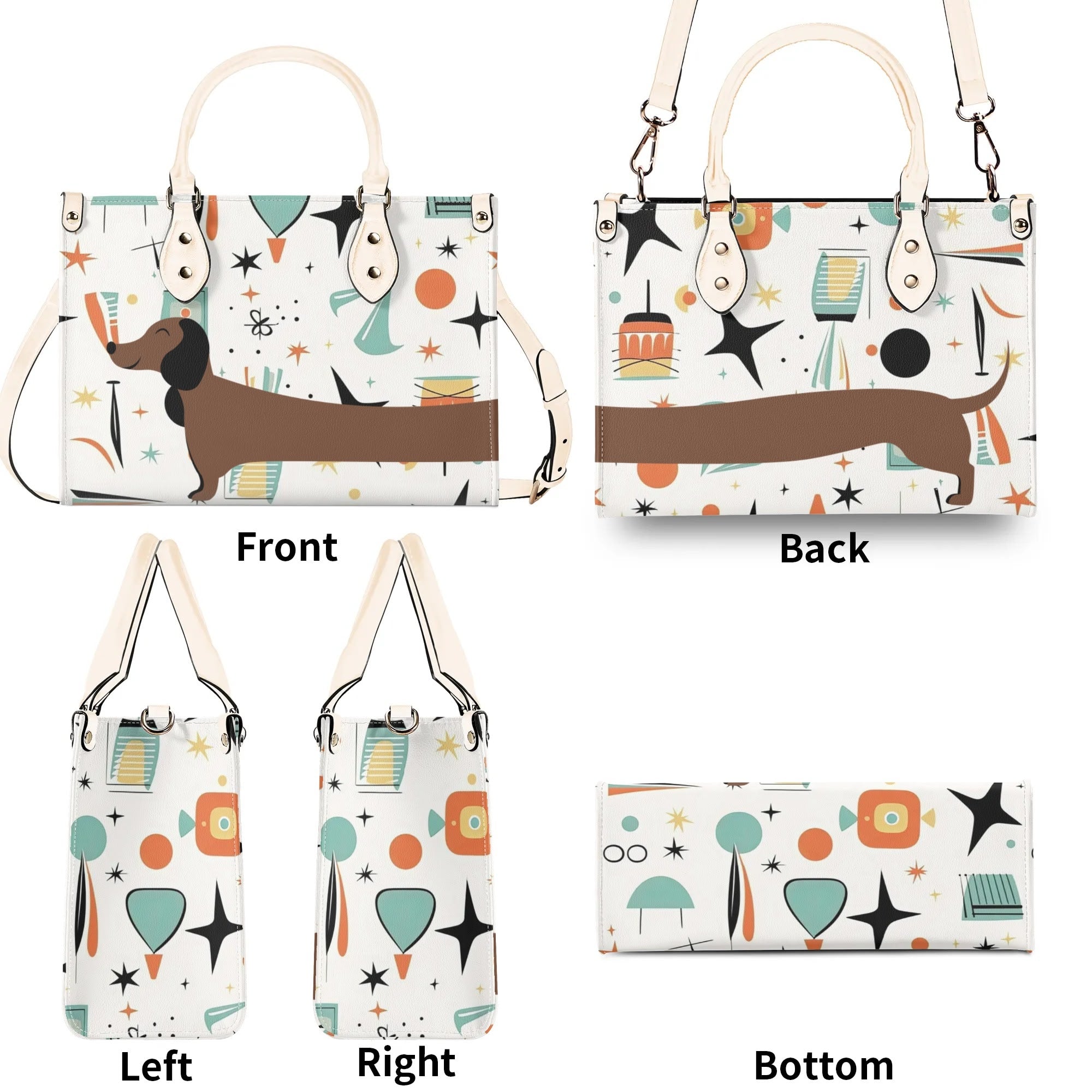 Mid Mox Doxie Lover, Kitschy Retro Trendy Atomic Handbag/Shoulder Bag - Mid Century Modern Gal
