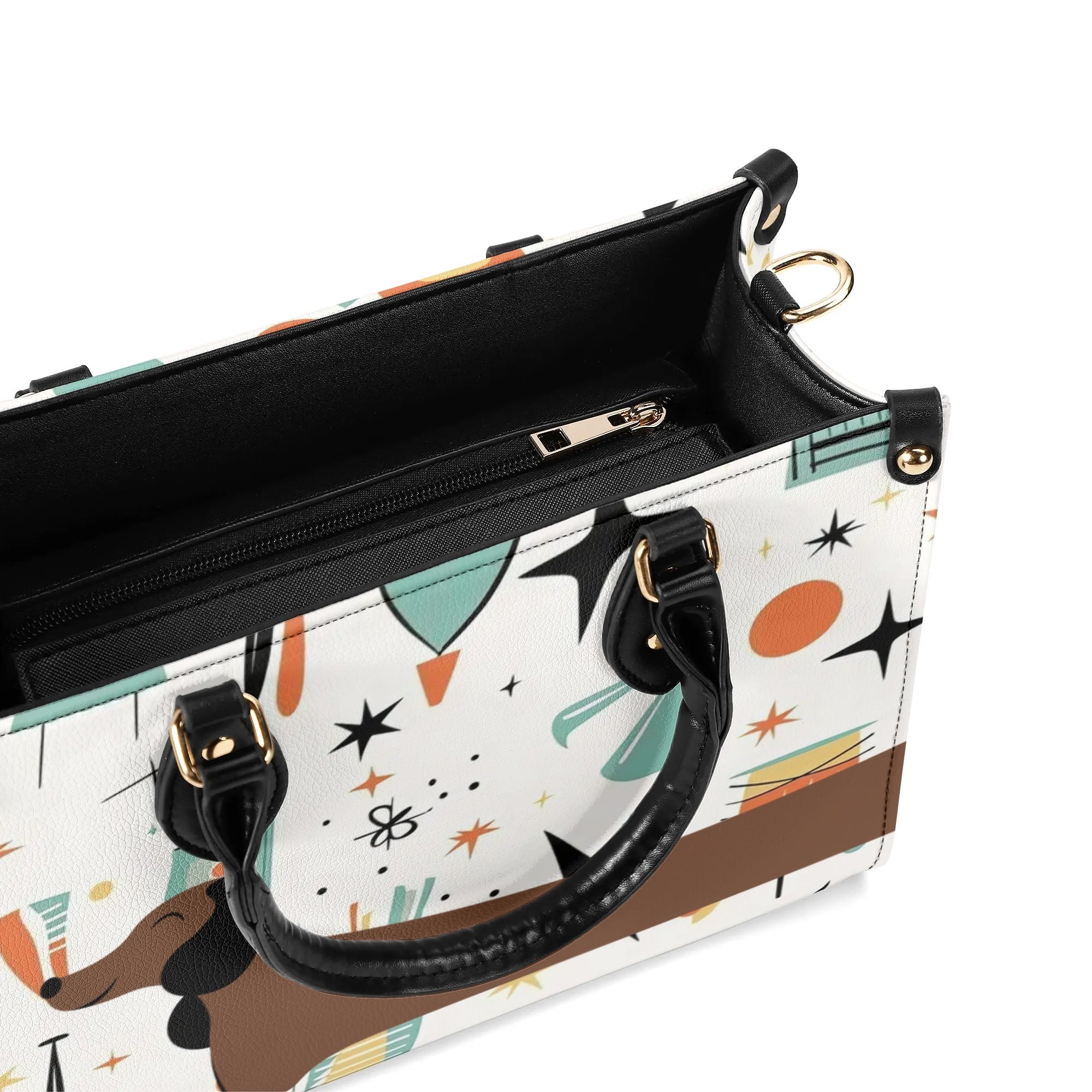 Mid Mox Doxie Lover, Kitschy Retro Trendy Atomic Handbag/Shoulder Bag - Mid Century Modern Gal