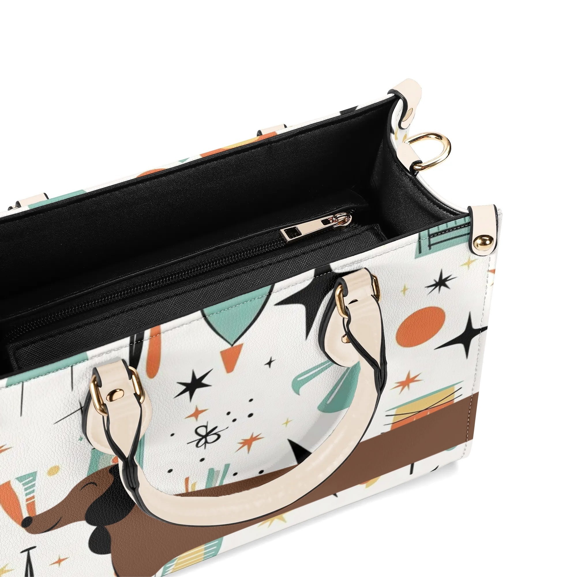 Mid Mox Doxie Lover, Kitschy Retro Trendy Atomic Handbag/Shoulder Bag - Mid Century Modern Gal