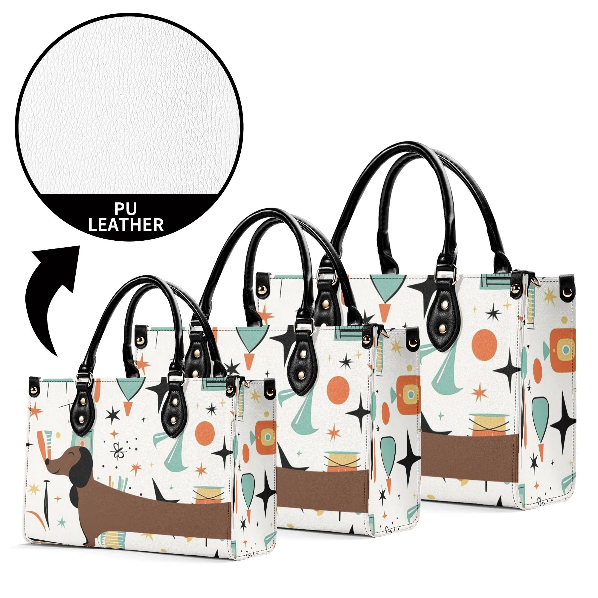 Mid Mox Doxie Lover, Kitschy Retro Trendy Atomic Handbag/Shoulder Bag - Mid Century Modern Gal