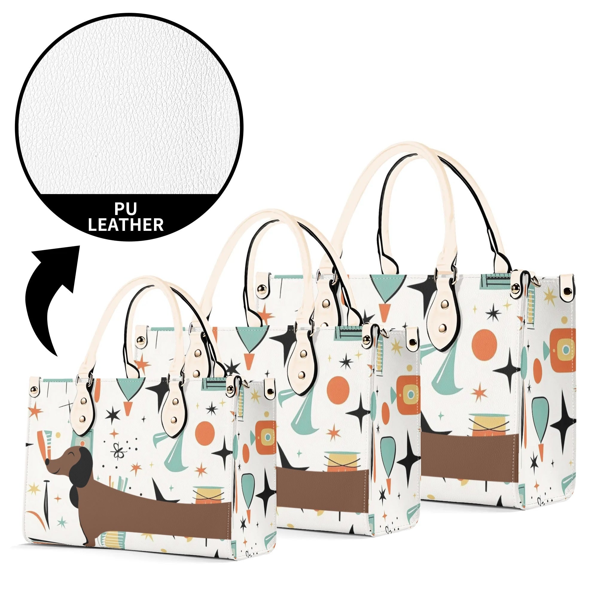 Mid Mox Doxie Lover, Kitschy Retro Trendy Atomic Handbag/Shoulder Bag - Mid Century Modern Gal