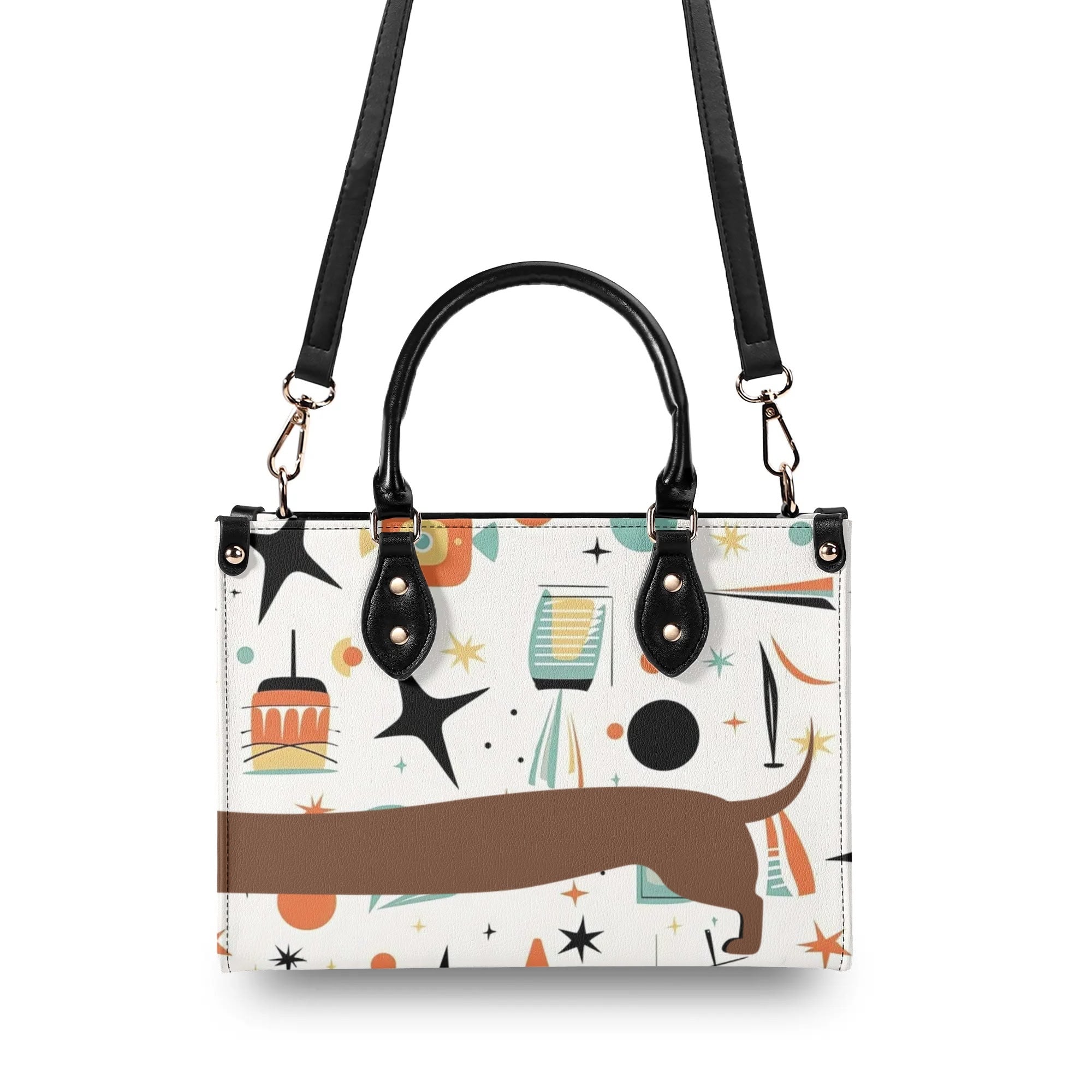 Mid Mox Doxie Lover, Kitschy Retro Trendy Atomic Handbag/Shoulder Bag - Mid Century Modern Gal