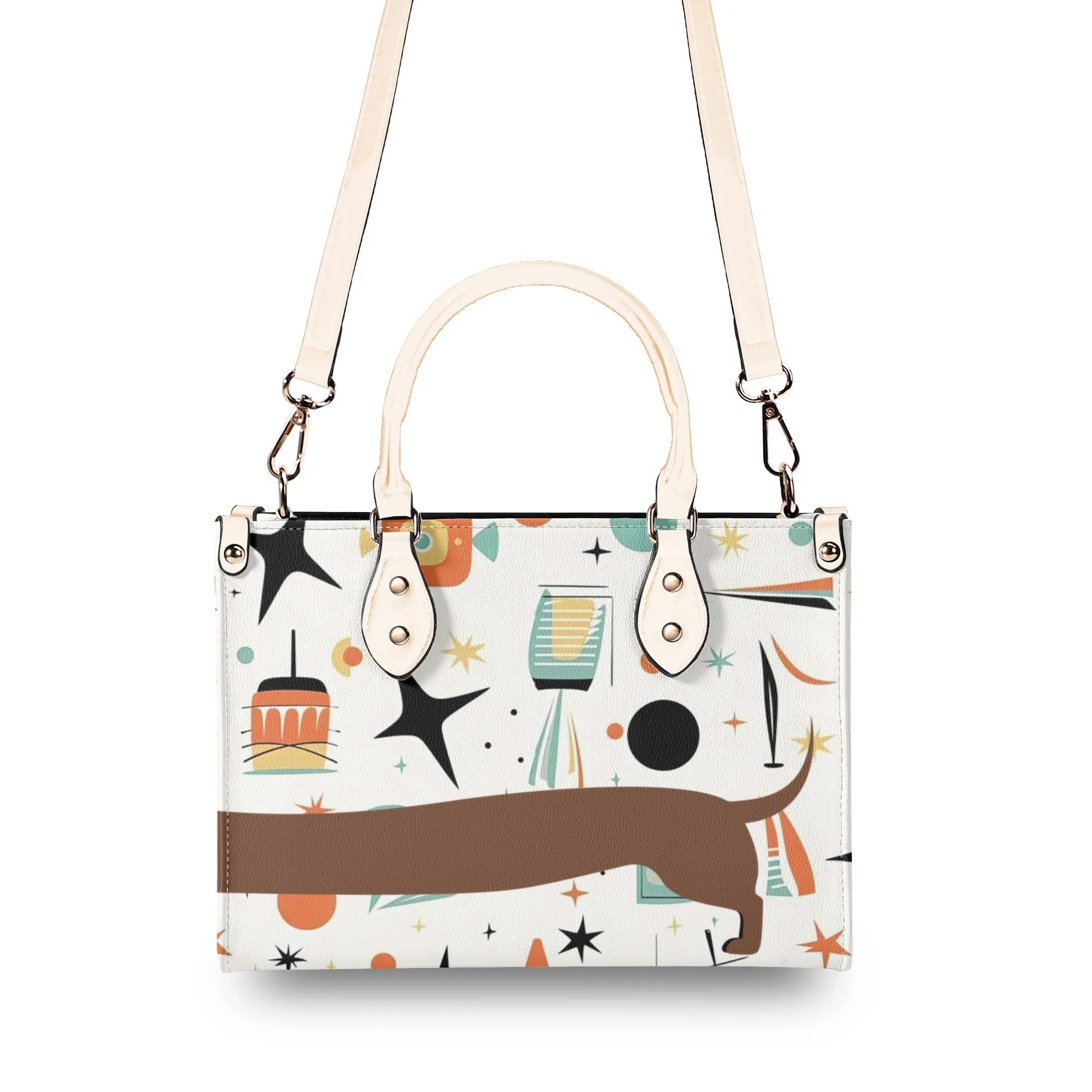 Mid Mox Doxie Lover, Kitschy Retro Trendy Atomic Handbag/Shoulder Bag - Mid Century Modern Gal