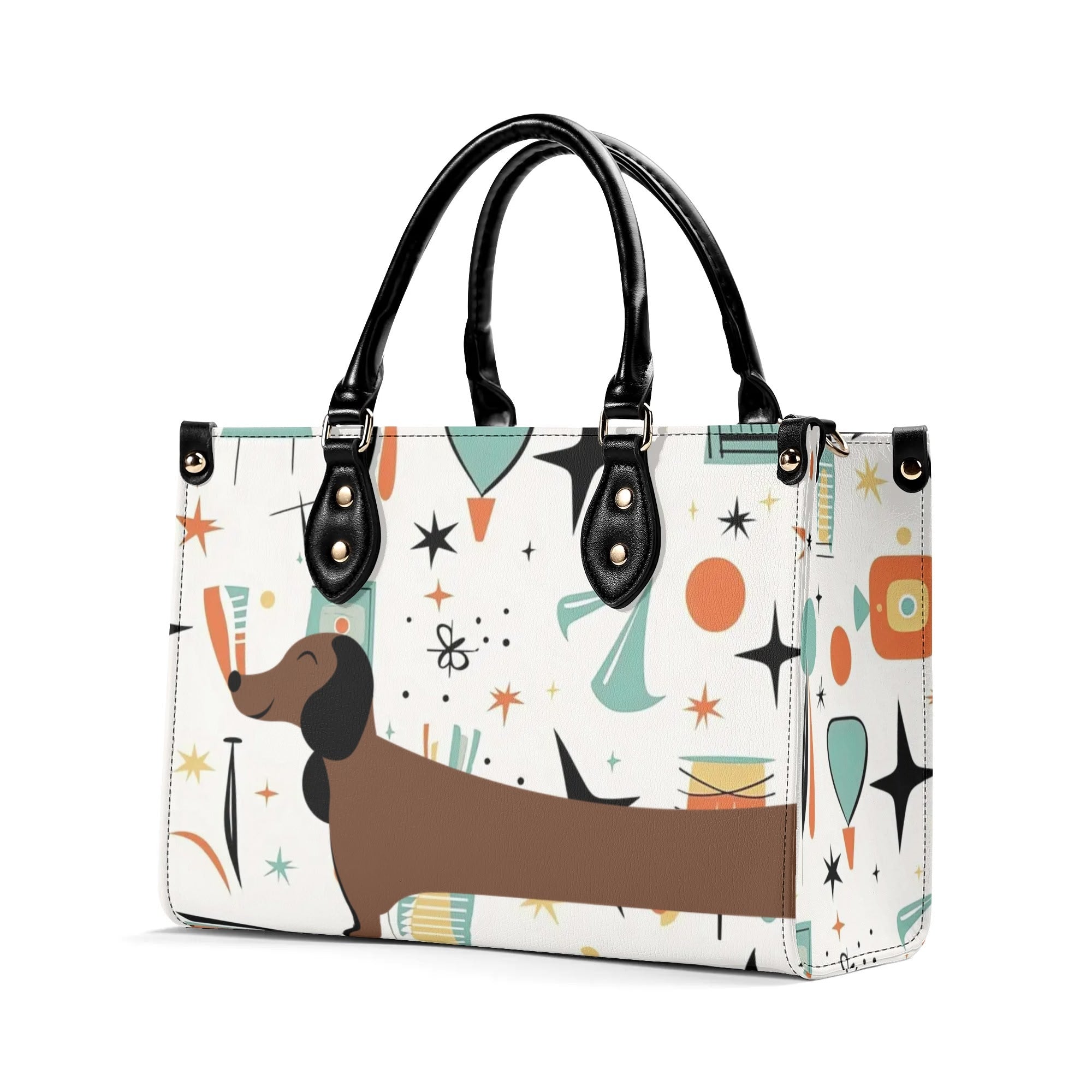 Mid Mox Doxie Lover, Kitschy Retro Trendy Atomic Handbag/Shoulder Bag - Mid Century Modern Gal