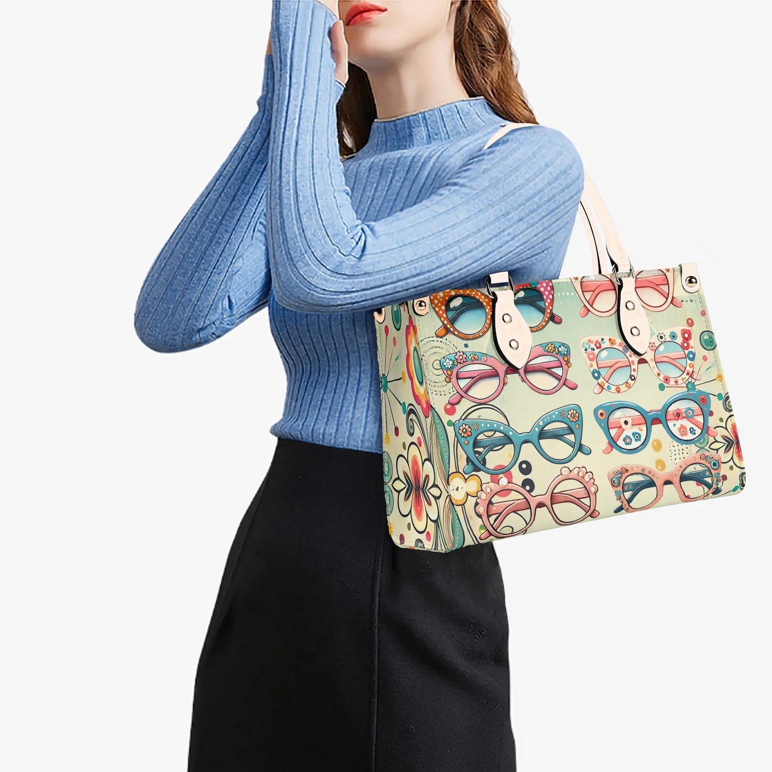 1950s Cat Eye Glasses Retro Handbag, Kitschy Quirky Ladies Luxury Purse - Mid Century Modern Gal