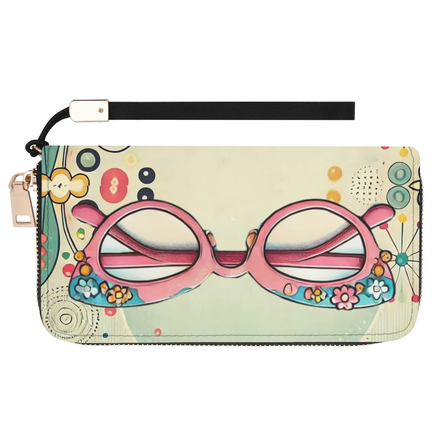 50s Cat Eye Glasses, Kitschy Retro Zipper Wristlet Wallet - Mid Century Modern Gal