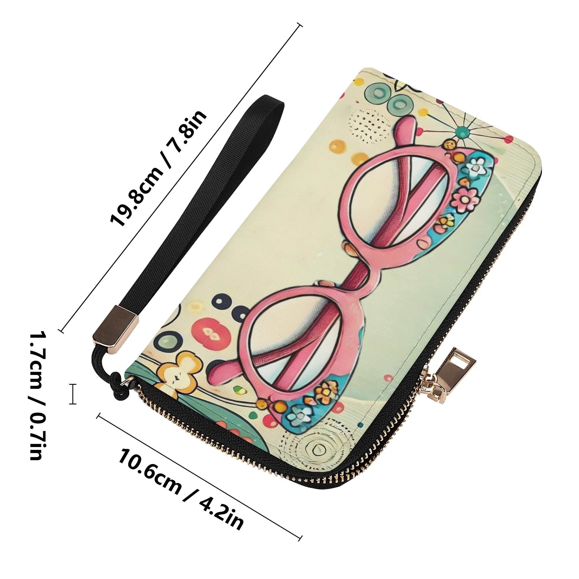 50s Cat Eye Glasses, Kitschy Retro Zipper Wristlet Wallet - Mid Century Modern Gal