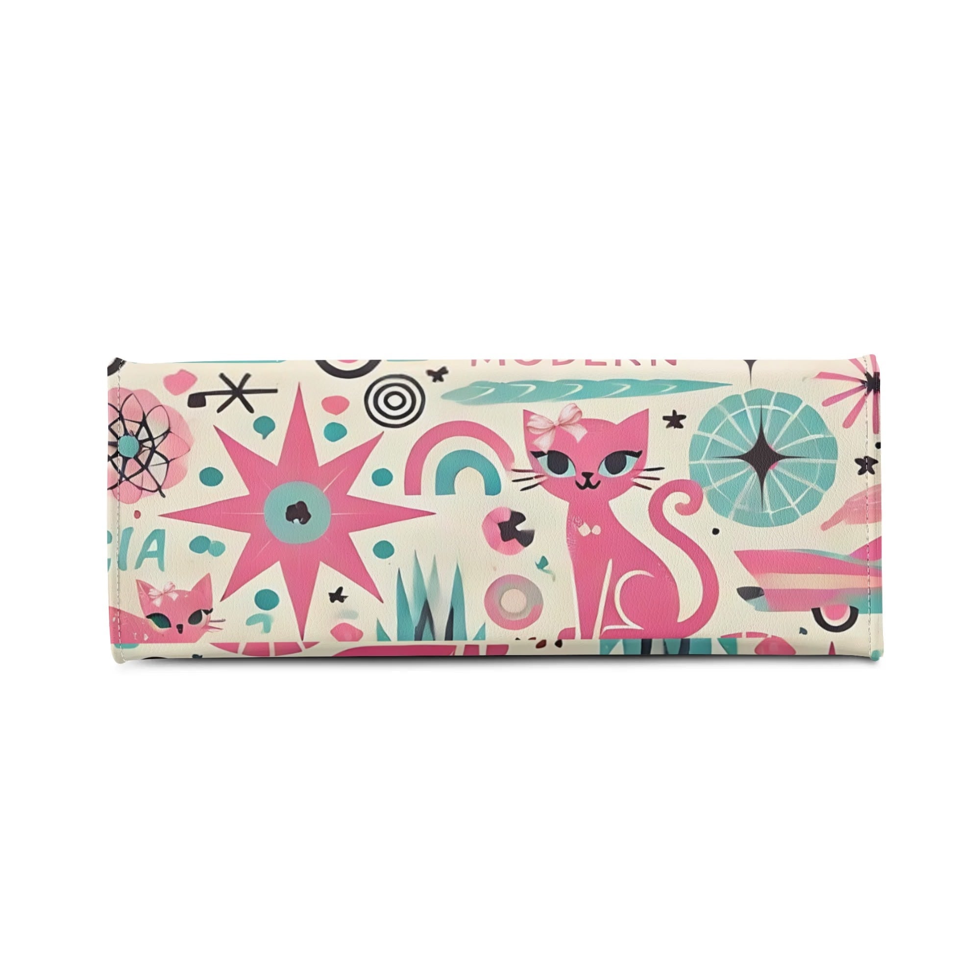 Coquette Bowed Atomic Kitties, Mid Century Modern Kitsch Handbag - Mid Century Modern Gal
