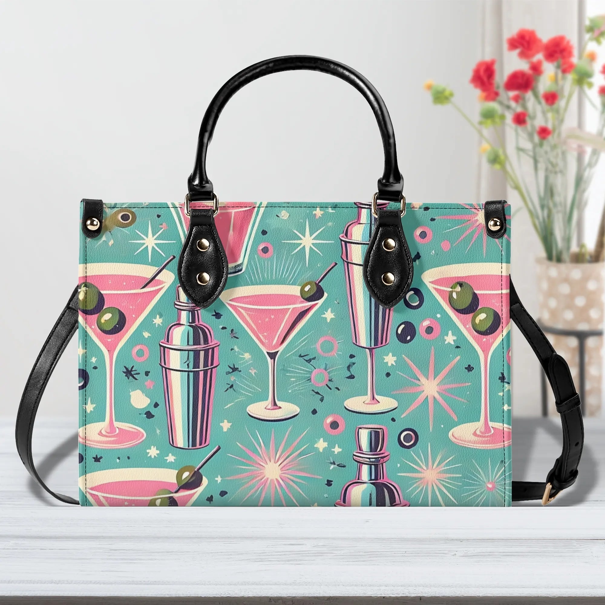 Mid Century Modern Atomic Cocktail Retro Gal Handbag, Kitschy Purse - Mid Century Modern Gal