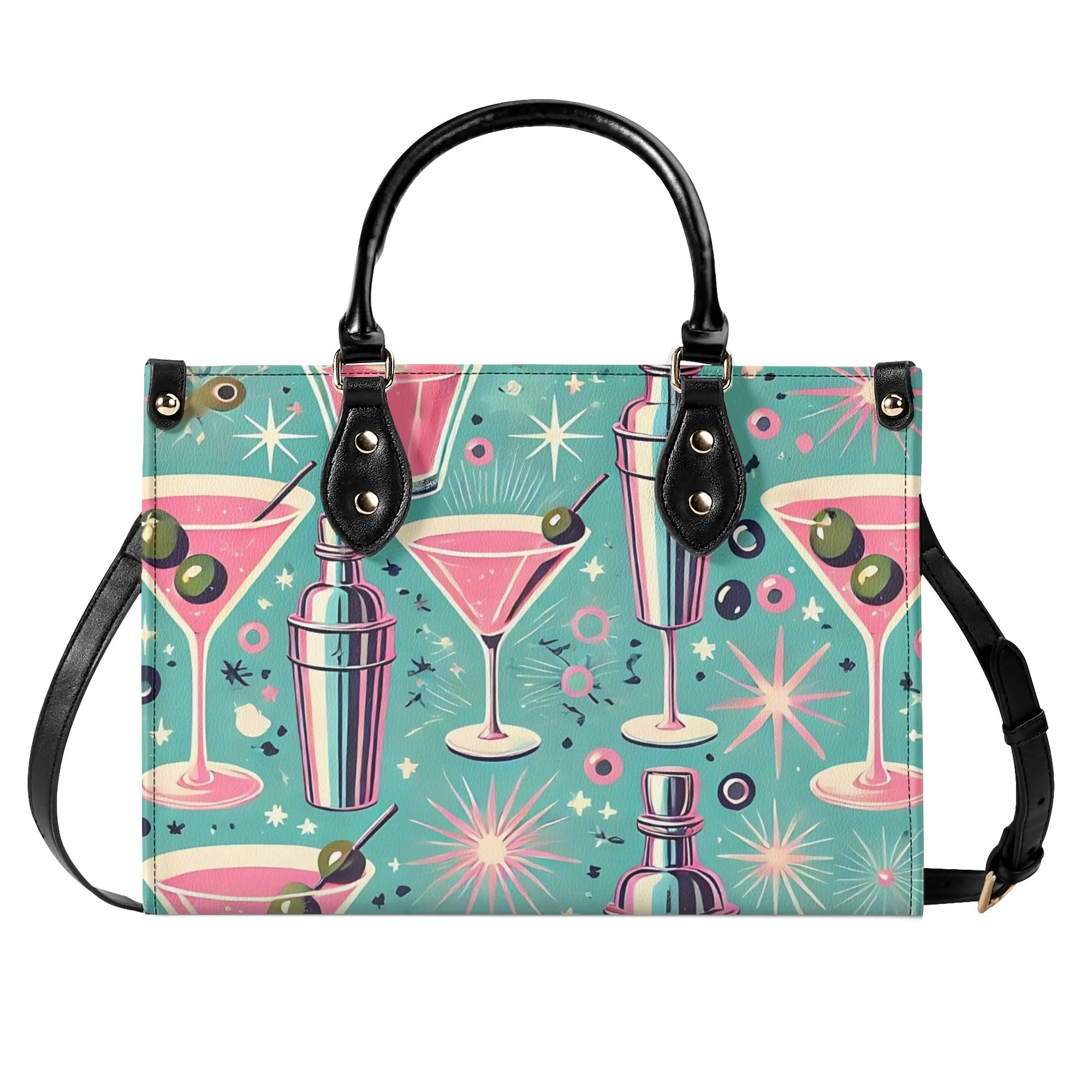 Mid Century Modern Atomic Cocktail Retro Gal Handbag, Kitschy Purse - Mid Century Modern Gal