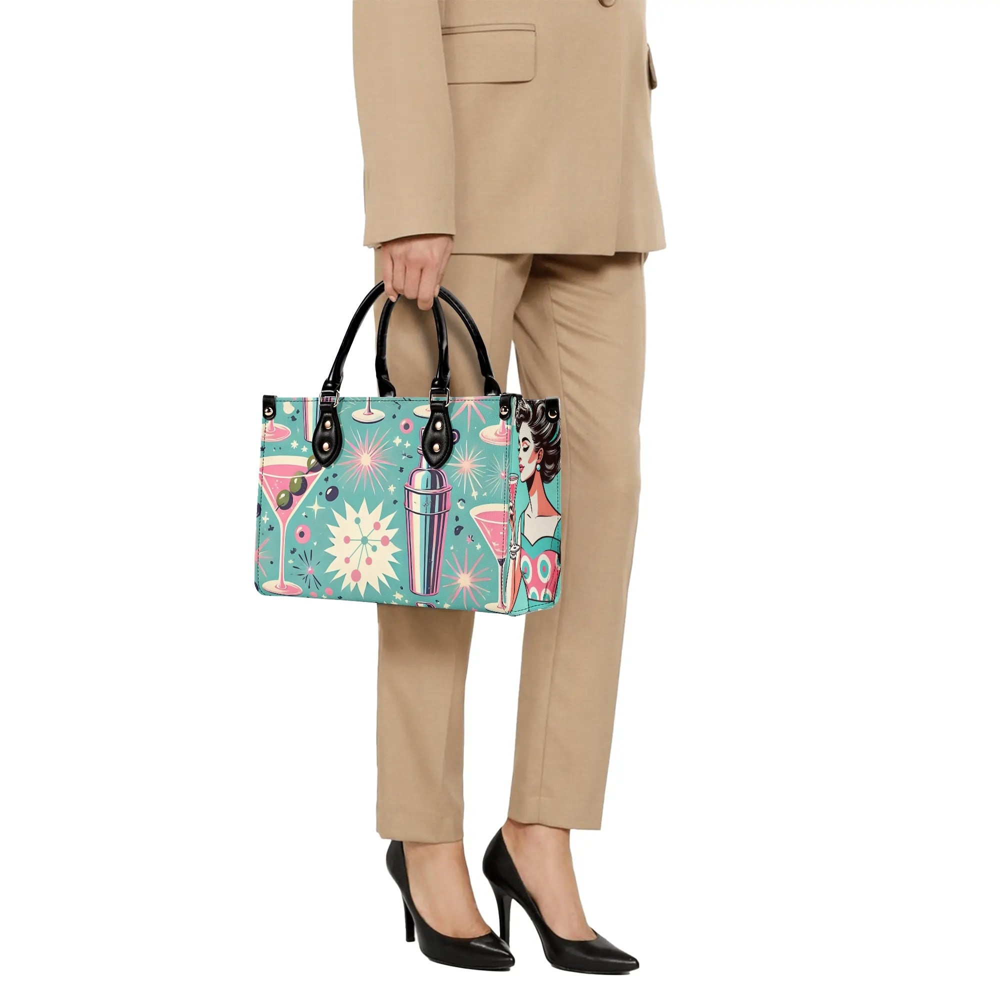 Mid Century Modern Atomic Cocktail Retro Gal Handbag, Kitschy Purse - Mid Century Modern Gal