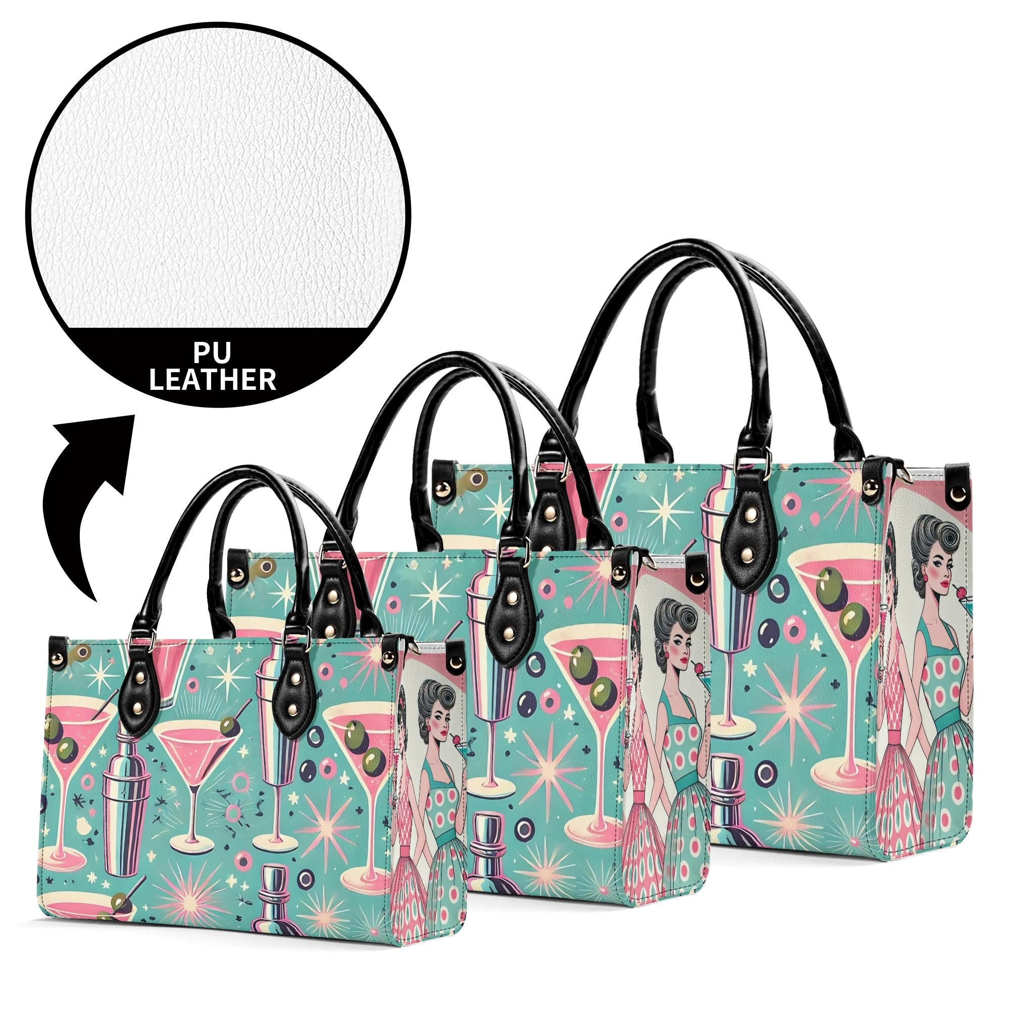 Mid Century Modern Atomic Cocktail Retro Gal Handbag, Kitschy Purse - Mid Century Modern Gal