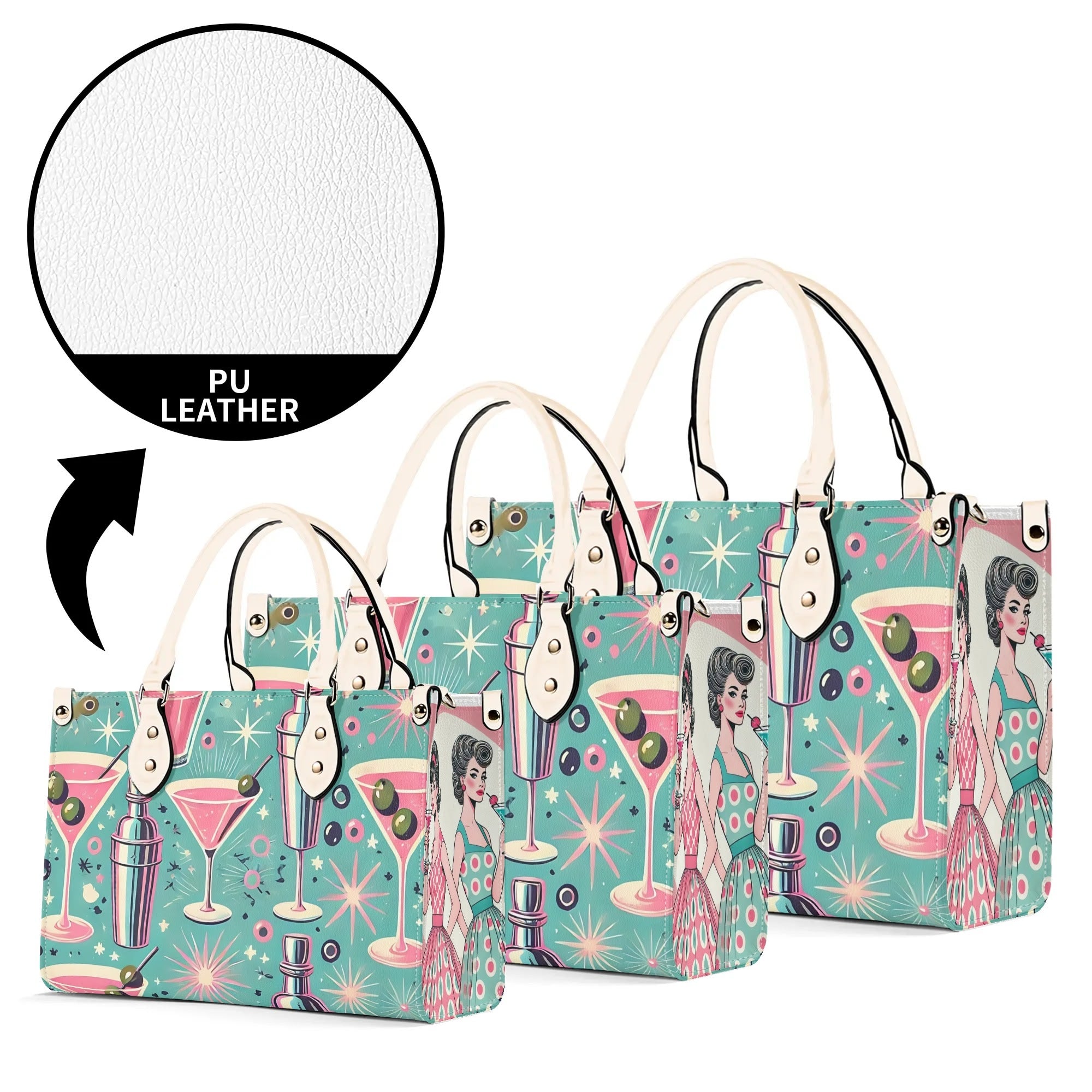 Mid Century Modern Atomic Cocktail Retro Gal Handbag, Kitschy Purse - Mid Century Modern Gal