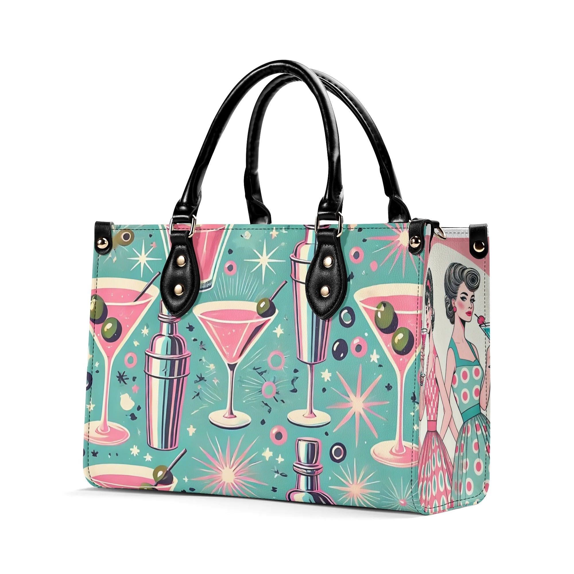 Mid Century Modern Atomic Cocktail Retro Gal Handbag, Kitschy Purse - Mid Century Modern Gal