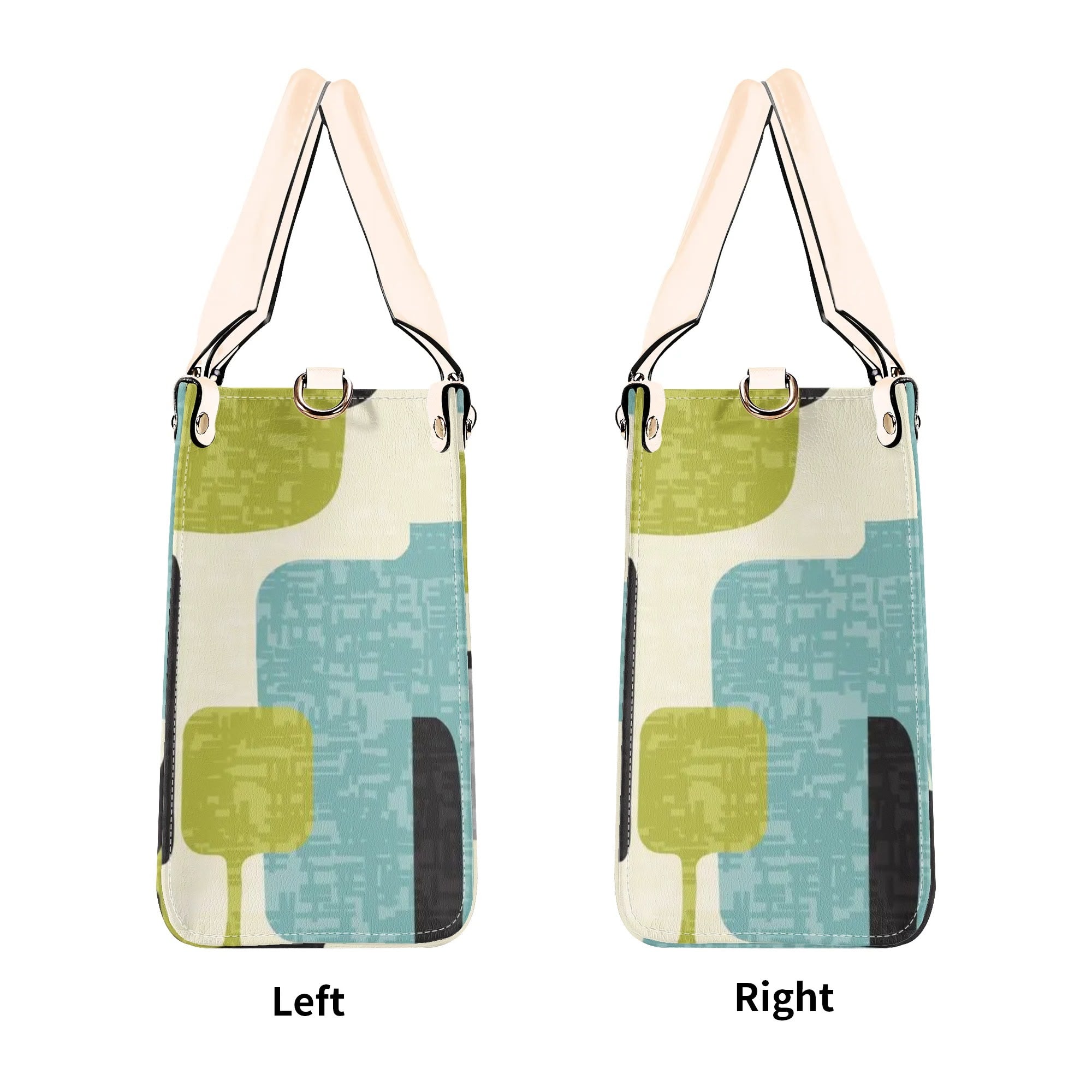 Mid Century Modern Atomic Cat, Mid Mod Geometric Aqua, Green Handbag - Mid Century Modern Gal