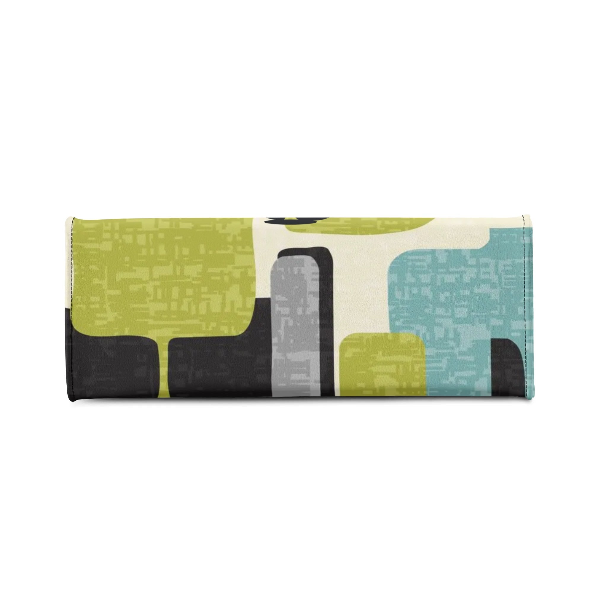 Mid Century Modern Atomic Cat, Mid Mod Geometric Aqua, Green Handbag - Mid Century Modern Gal