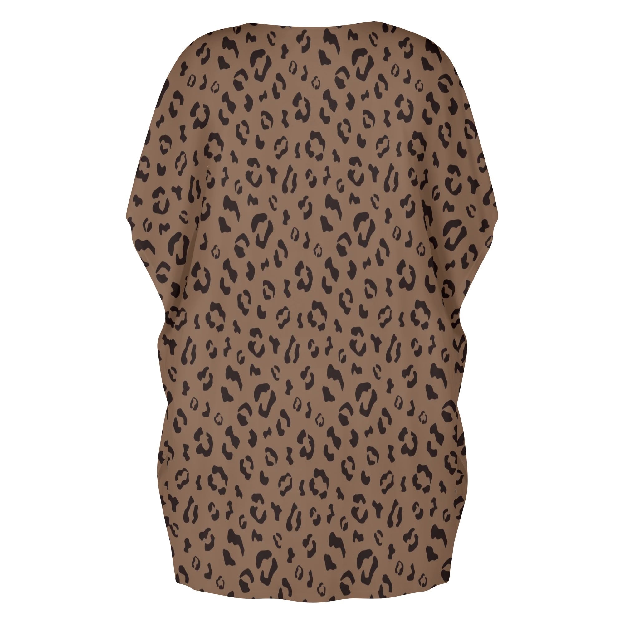 50s Leopard Print, Retro Mod Womens V-Neck Plus Size Loose Dress - Mid Century Modern Gal