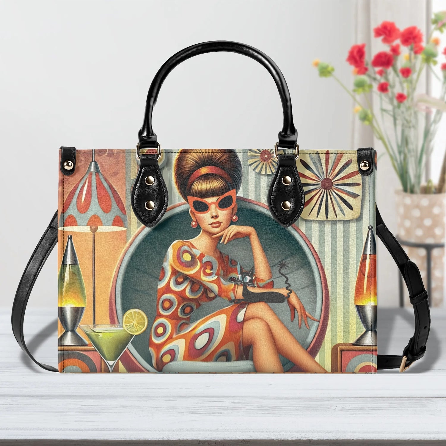 Mid Century Modern Gal, 60s 70s Kitchy Quirky Shoulder-Handbag Sachel Bag - Mid Century Modern Gal