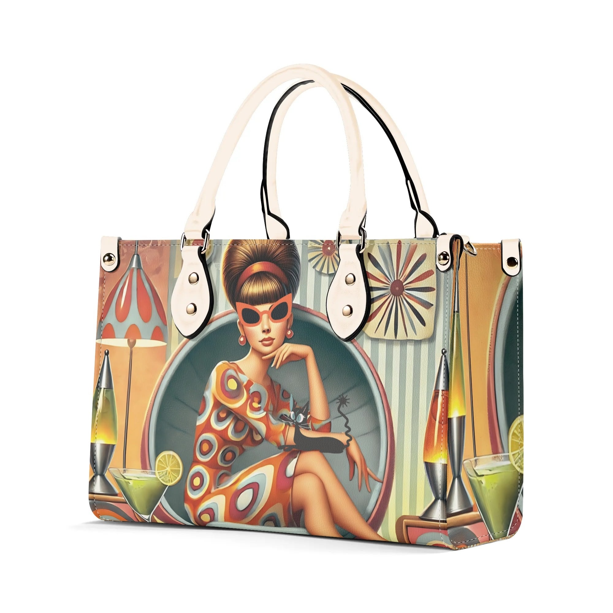 Mid Century Modern Gal, 60s 70s Kitchy Quirky Shoulder-Handbag Sachel Bag - Mid Century Modern Gal