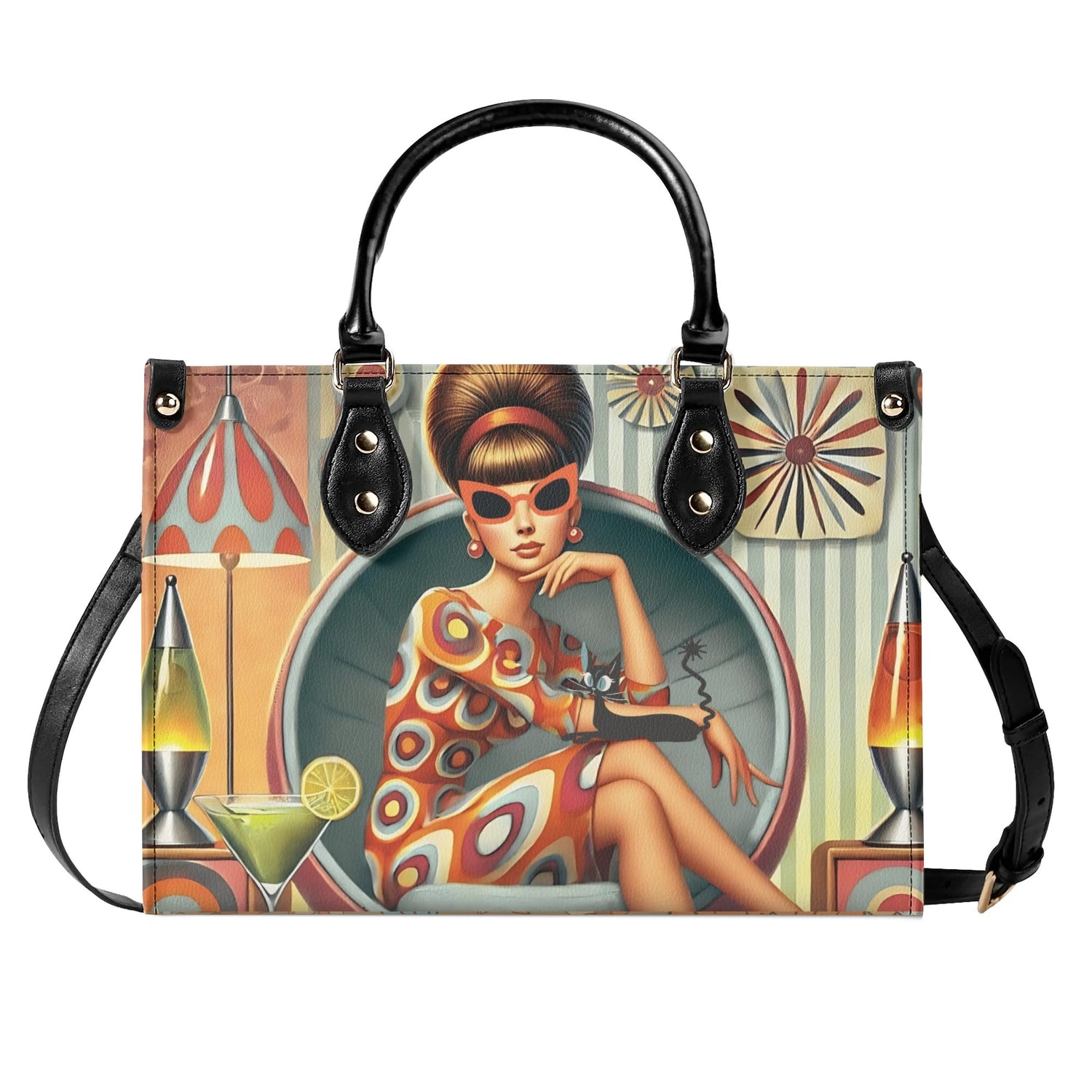 Mid Century Modern Gal, 60s 70s Kitchy Quirky Shoulder-Handbag Sachel Bag - Mid Century Modern Gal