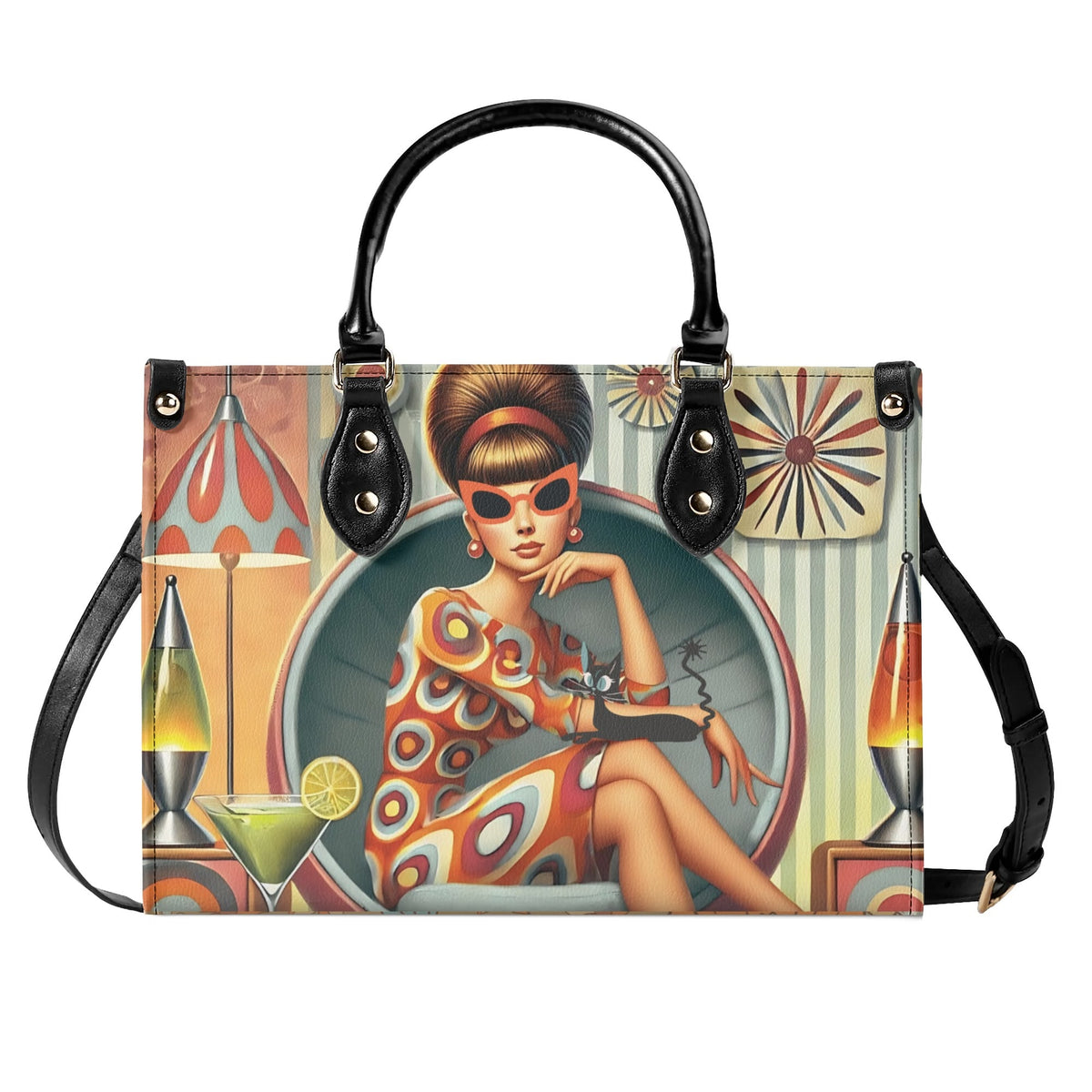 Mid Century Modern Gal, 60s 70s Kitchy Quirky Shoulder-Handbag Sachel Bag - Mid Century Modern Gal