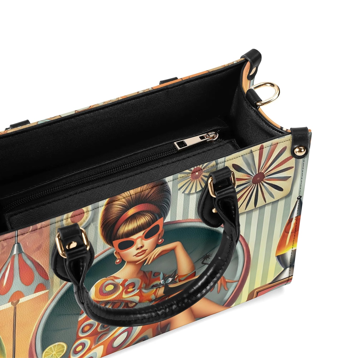 Mid Century Modern Gal, 60s 70s Kitchy Quirky Shoulder-Handbag Sachel Bag - Mid Century Modern Gal