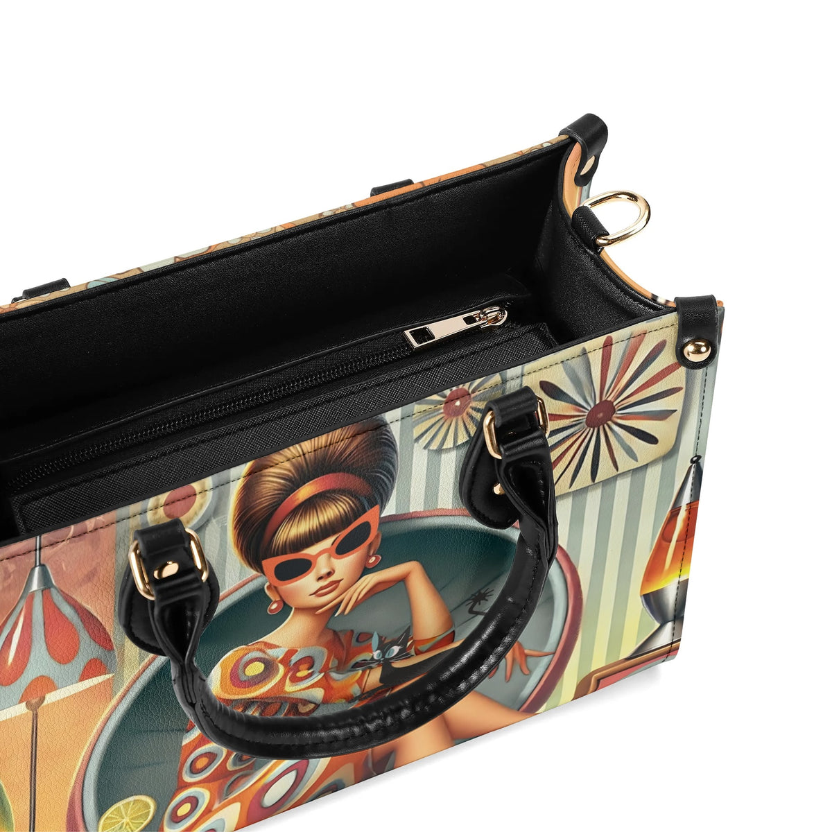 Mid Century Modern Gal, 60s 70s Kitchy Quirky Shoulder-Handbag Sachel Bag - Mid Century Modern Gal