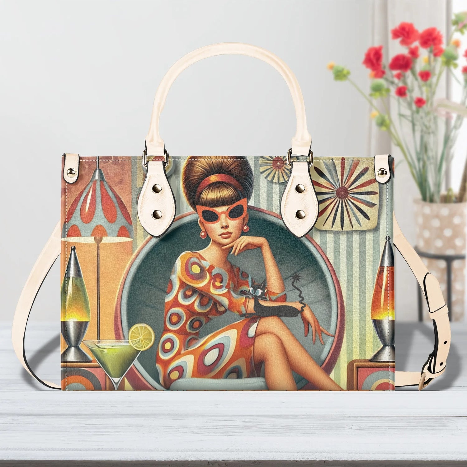 Mid Century Modern Gal, 60s 70s Kitchy Quirky Shoulder-Handbag Sachel Bag - Mid Century Modern Gal
