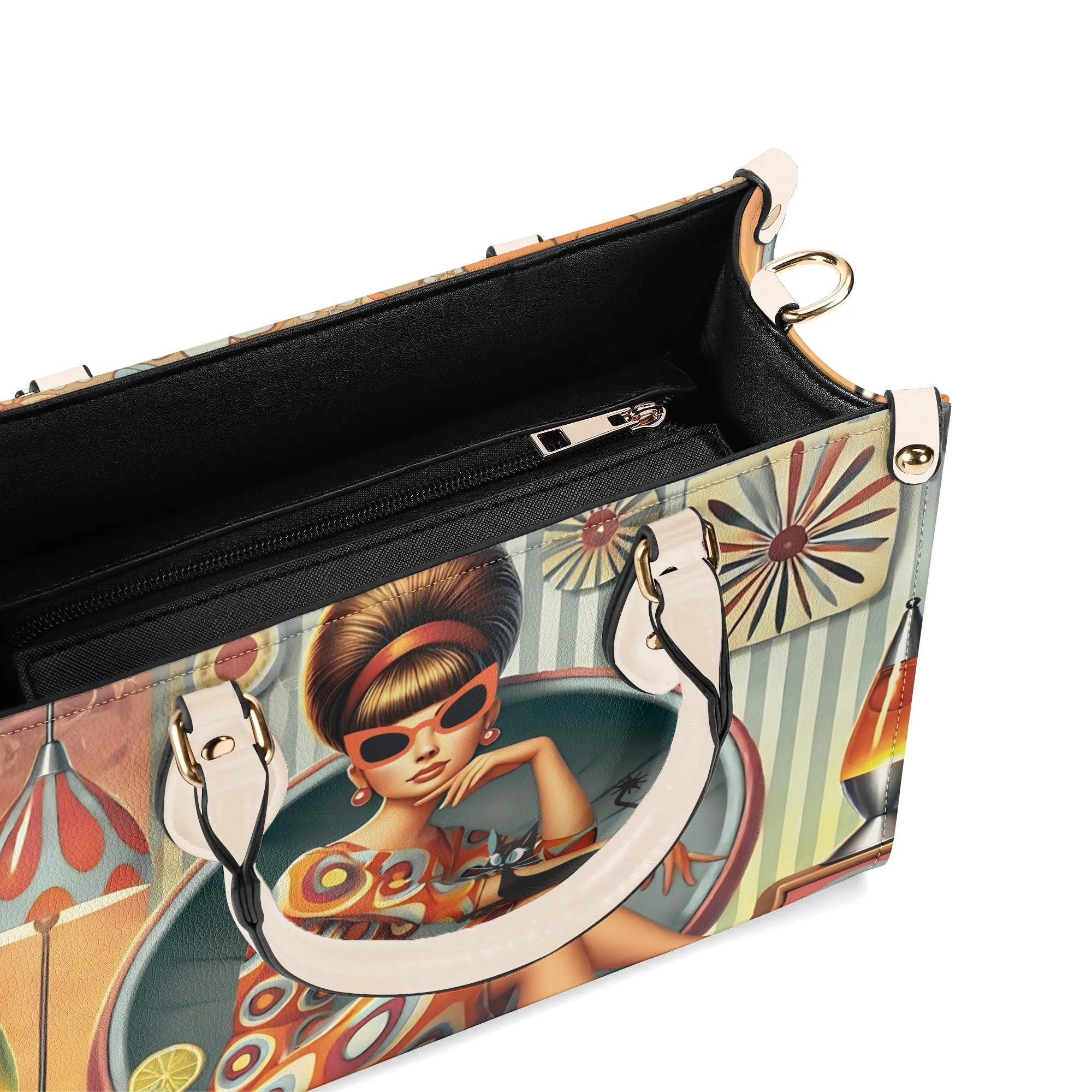 Mid Century Modern Gal, 60s 70s Kitchy Quirky Shoulder-Handbag Sachel Bag - Mid Century Modern Gal