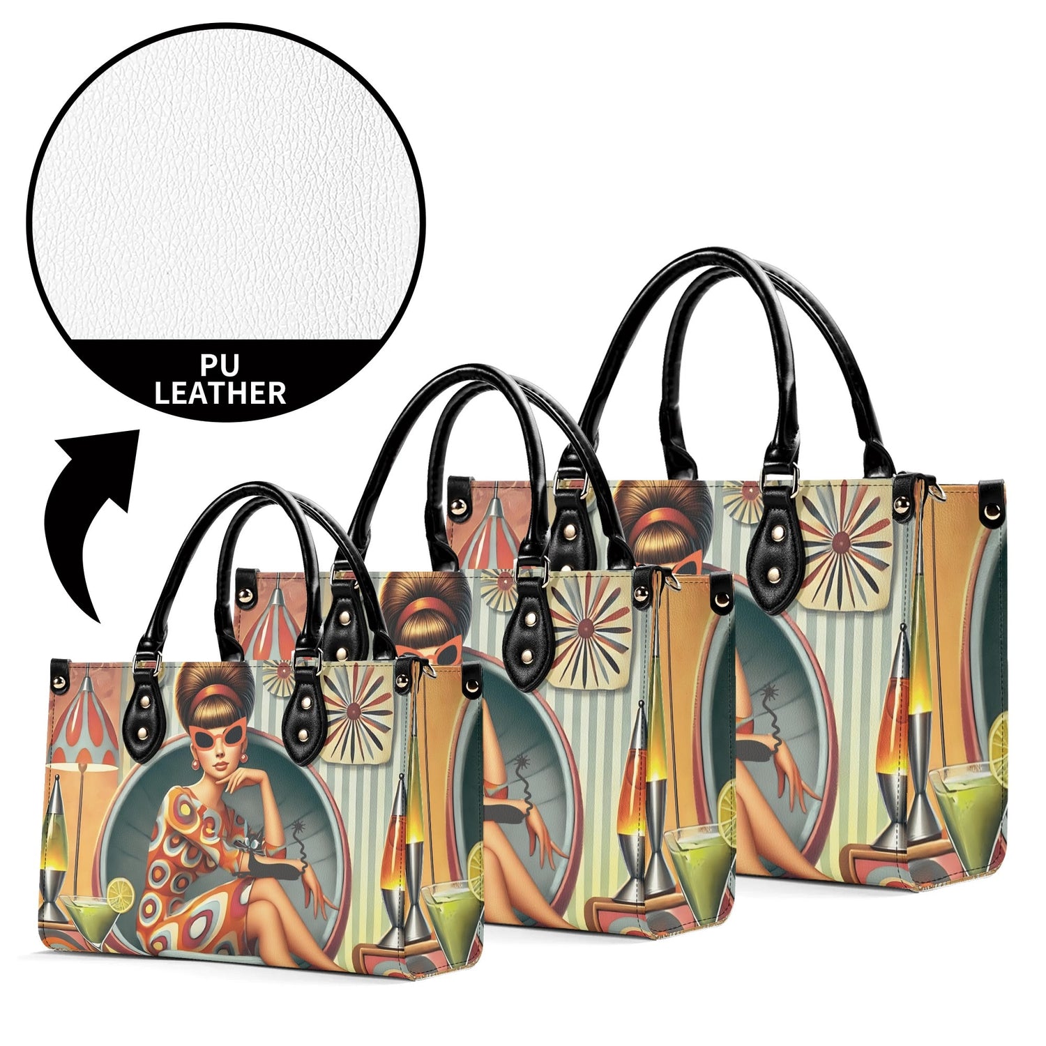 Mid Century Modern Gal, 60s 70s Kitchy Quirky Shoulder-Handbag Sachel Bag - Mid Century Modern Gal