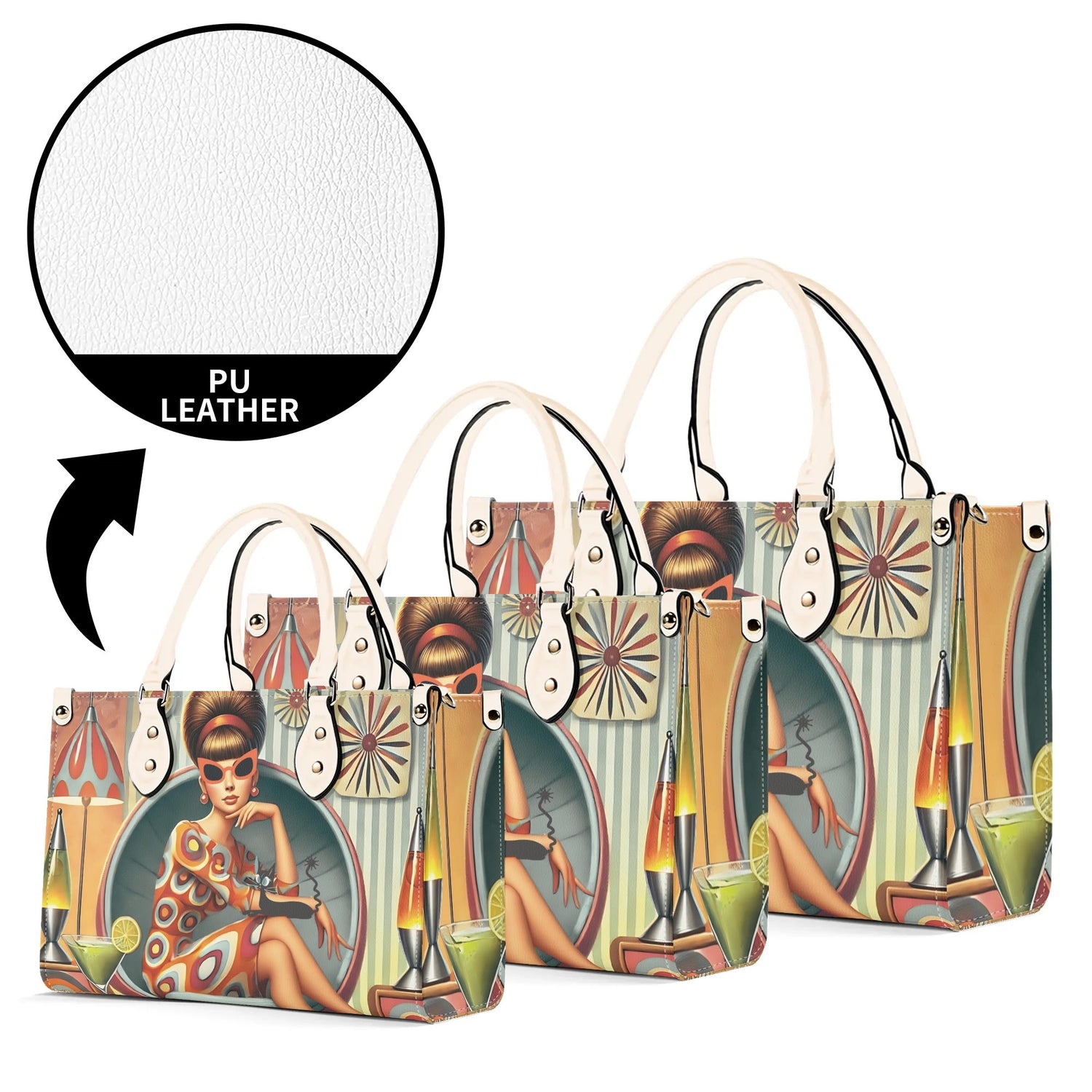 Mid Century Modern Gal, 60s 70s Kitchy Quirky Shoulder-Handbag Sachel Bag - Mid Century Modern Gal