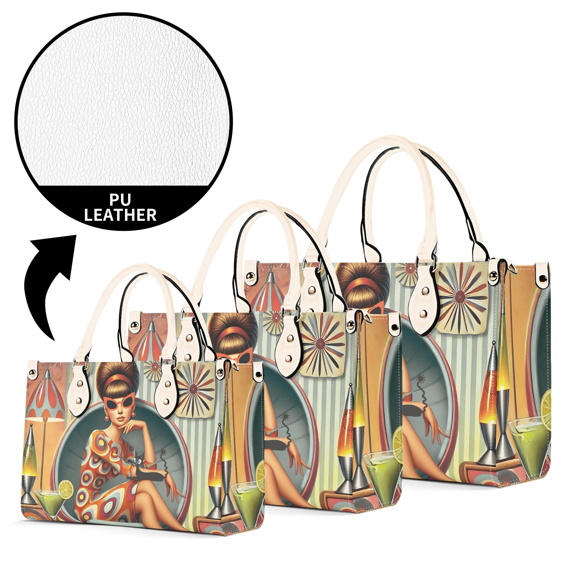 Mid Century Modern Gal, 60s 70s Kitchy Quirky Shoulder-Handbag Sachel Bag - Mid Century Modern Gal