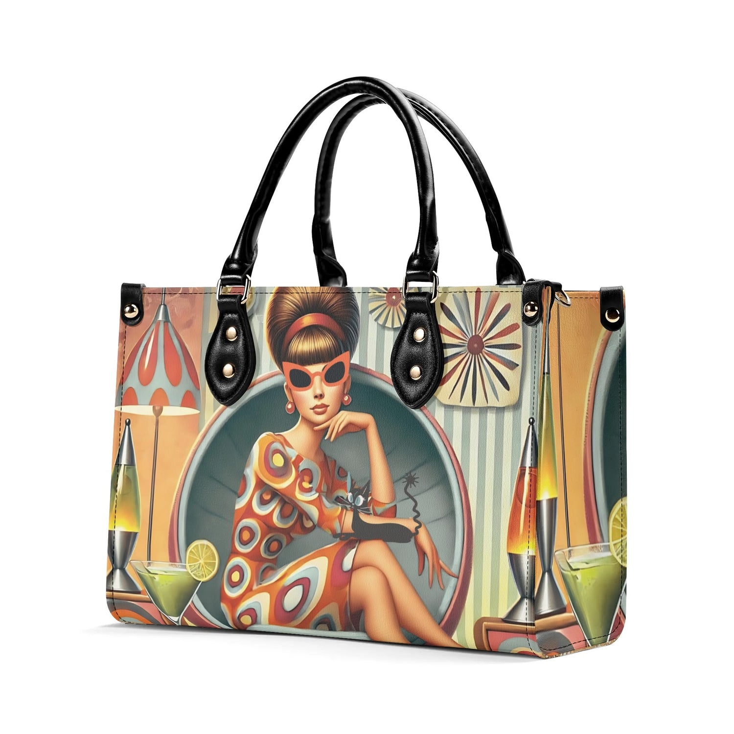 Mid Century Modern Gal, 60s 70s Kitchy Quirky Shoulder-Handbag Sachel Bag - Mid Century Modern Gal