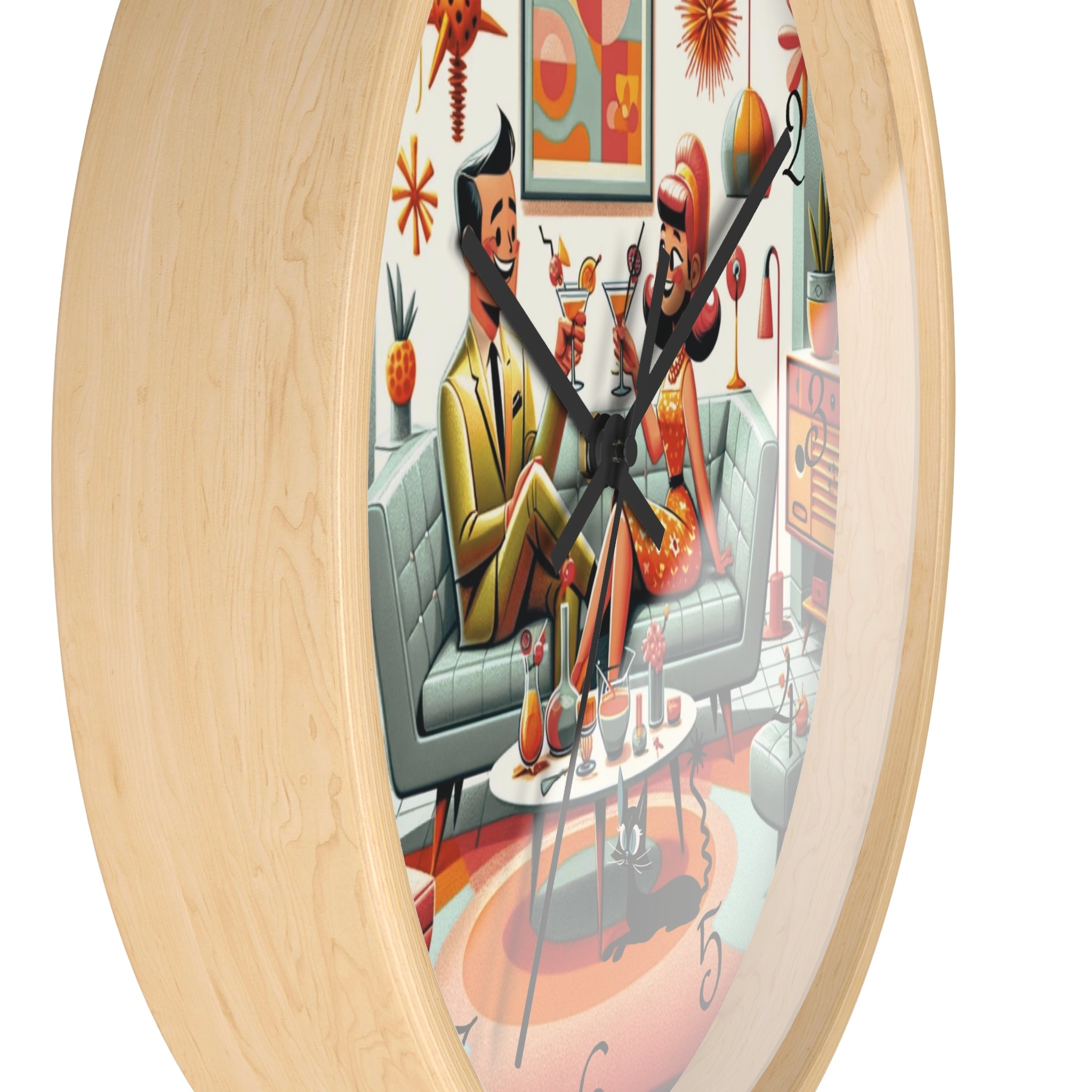 Mid Century Modern Kitschy Quirky Mod Couple, Fun Retro Wall Clock - Mid Century Modern Gal