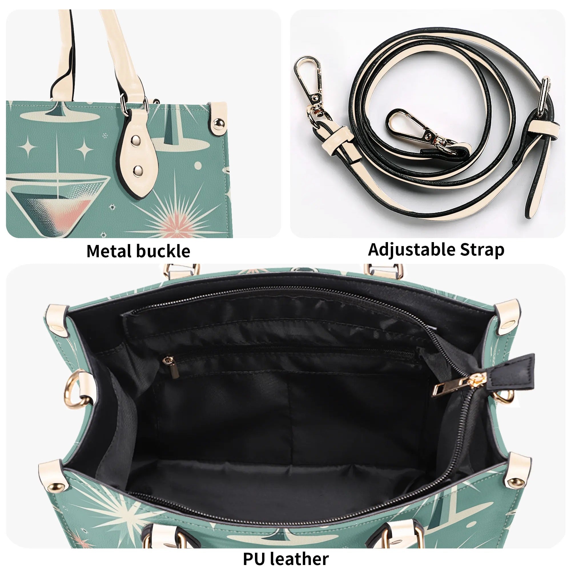 Mid Century Modern Gal, Mod 50s Atomic Kittie Martini Retro Kitschy Luxury Handbag Or Shoulder Bag - Mid Century Modern Gal