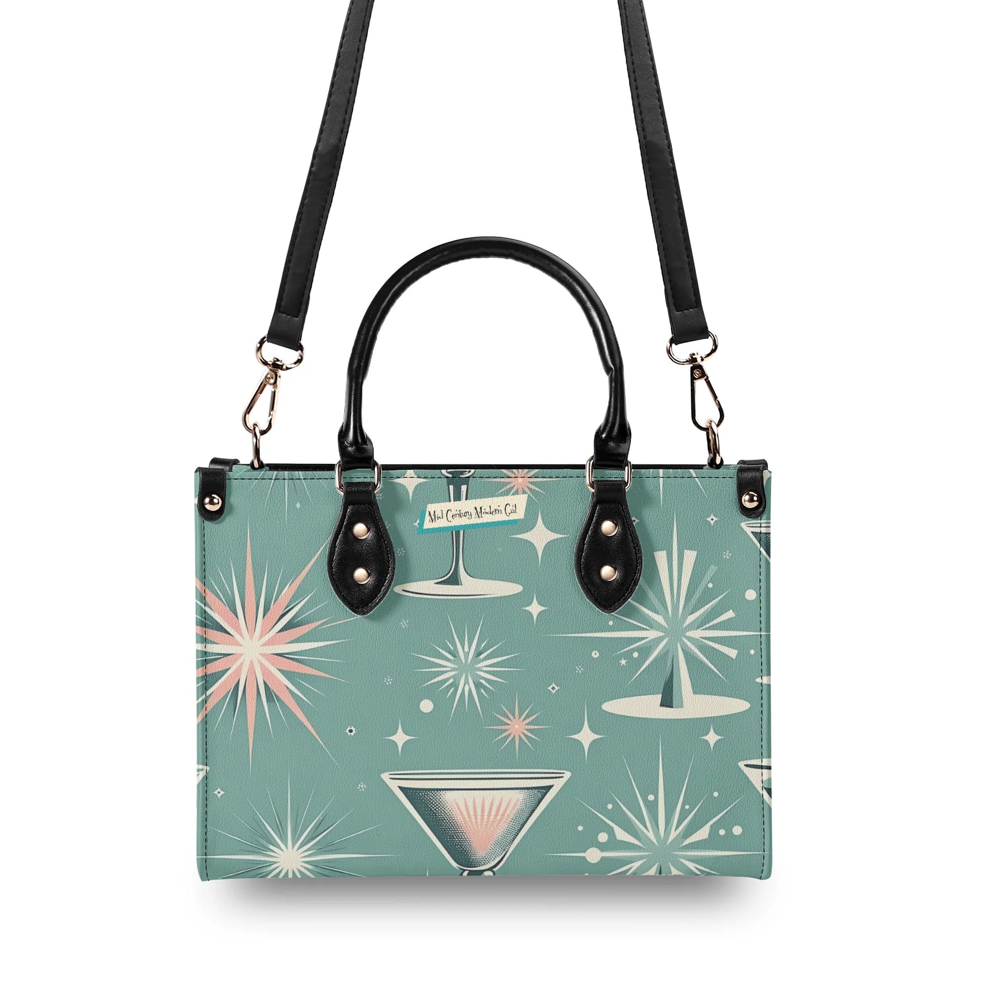 Mid Century Modern Gal, Mod 50s Atomic Kittie Martini Retro Kitschy Luxury Handbag Or Shoulder Bag - Mid Century Modern Gal