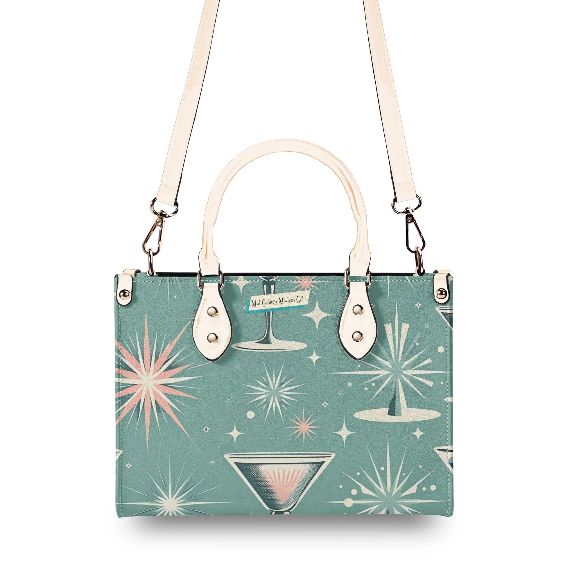Mid Century Modern Gal, Mod 50s Atomic Kittie Martini Retro Kitschy Luxury Handbag Or Shoulder Bag - Mid Century Modern Gal
