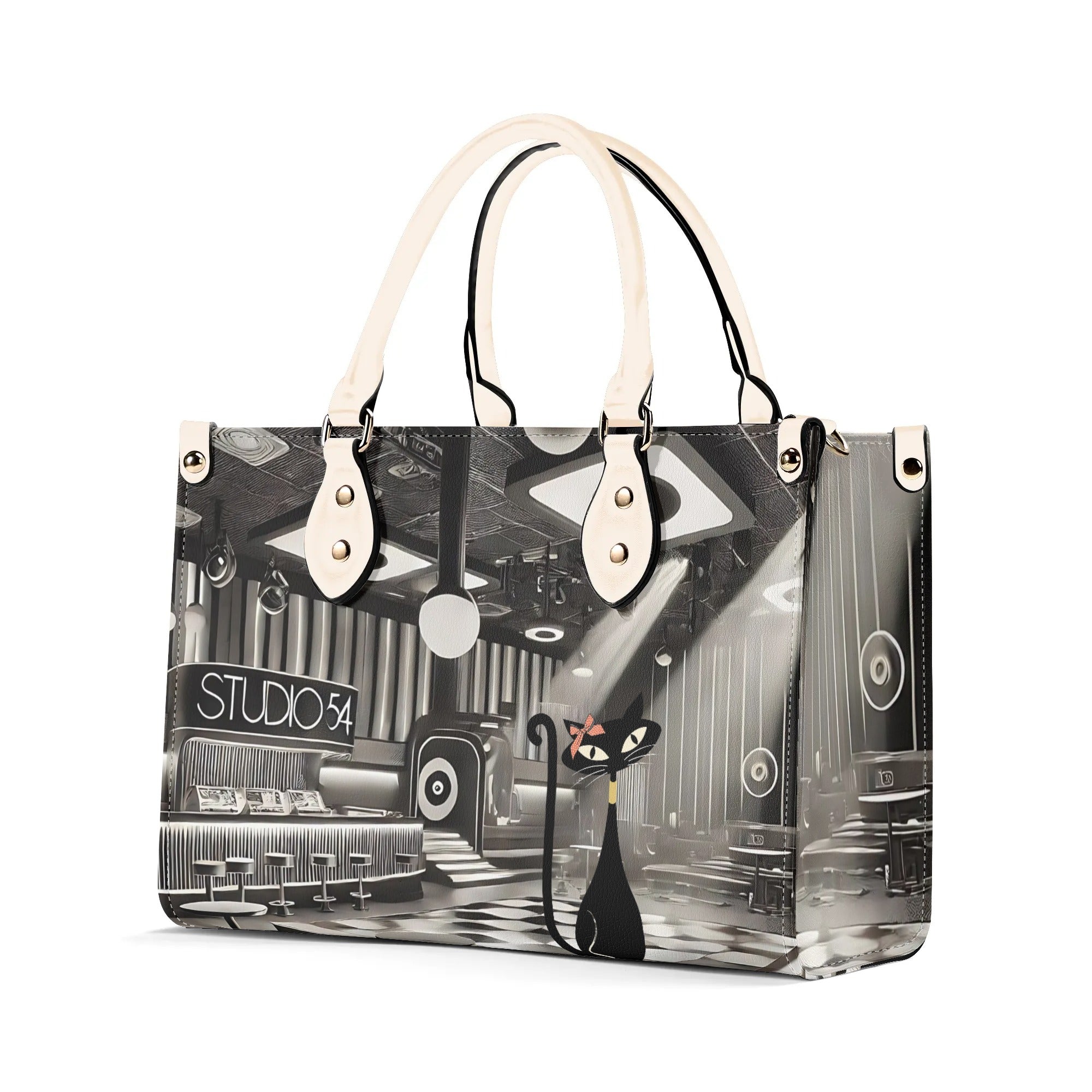New York City Fashion Luxury Bag, Broadway Lover, Kitschy Cat, Shoulder, Handbag - Mid Century Modern Gal